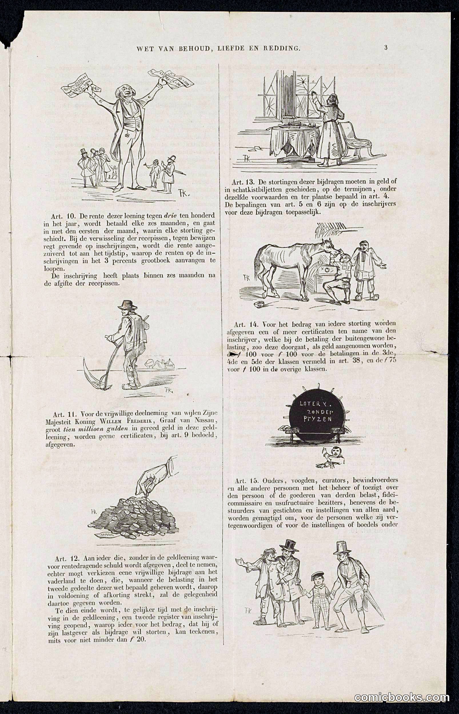 Dutch Political Satire on the Voluntary 3% Loan of 1844