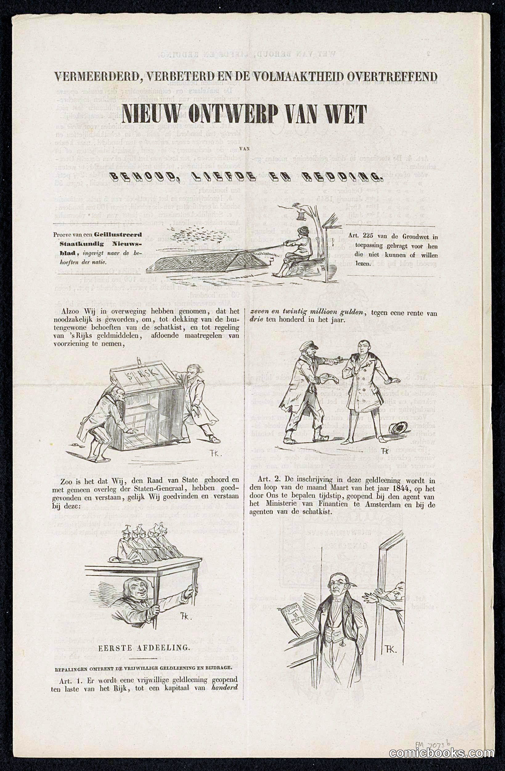 Dutch Political Satire on the Voluntary 3% Loan of 1844