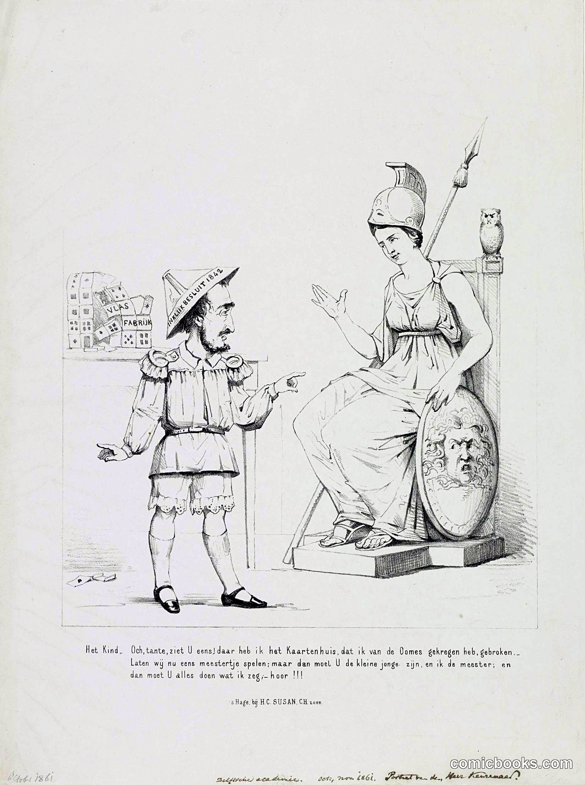 Political Cartoon on J.A. Keurenaer, Director of the Delft Academy