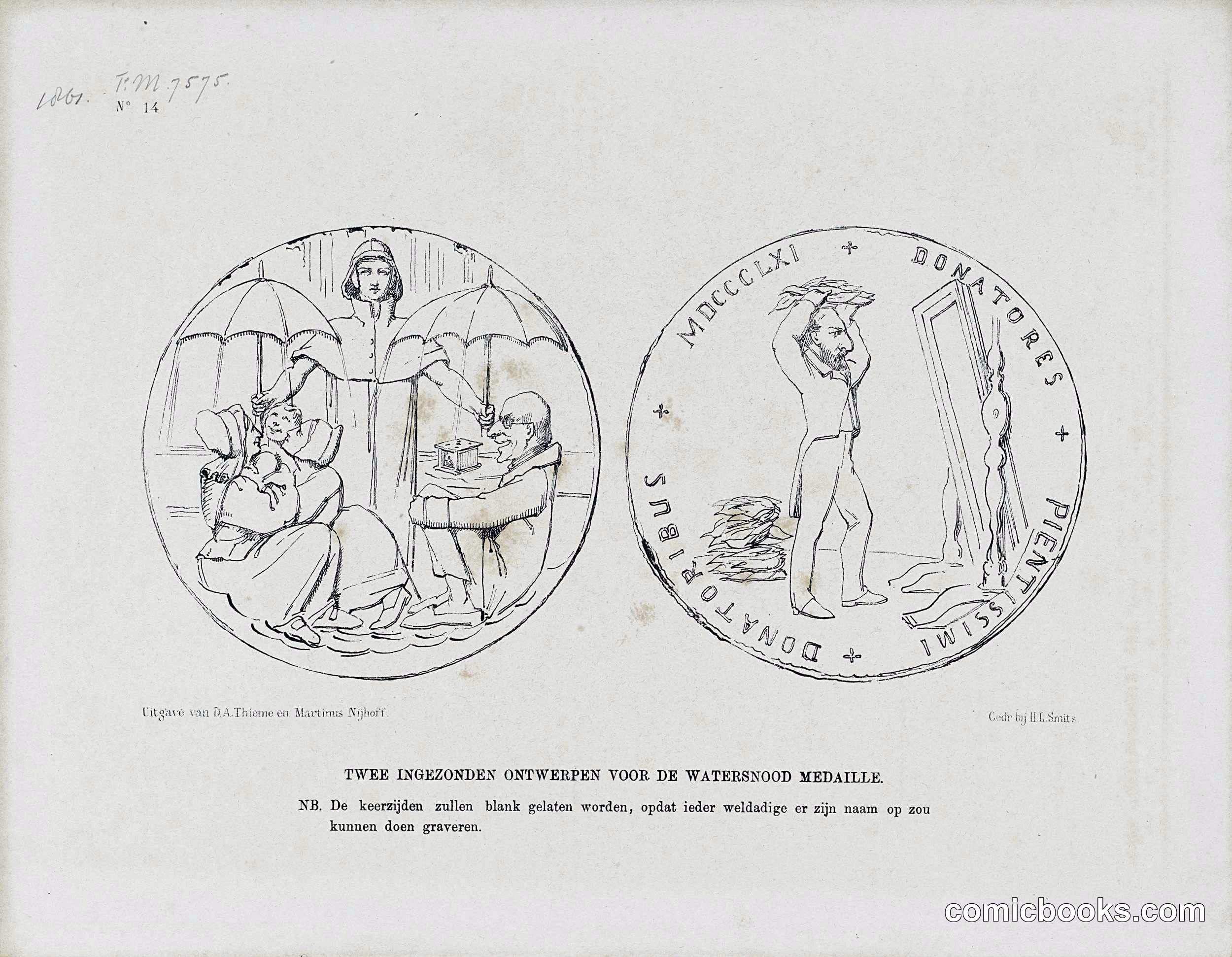 Two Rejected Designs for a Charity Medal Commemorating the Flood