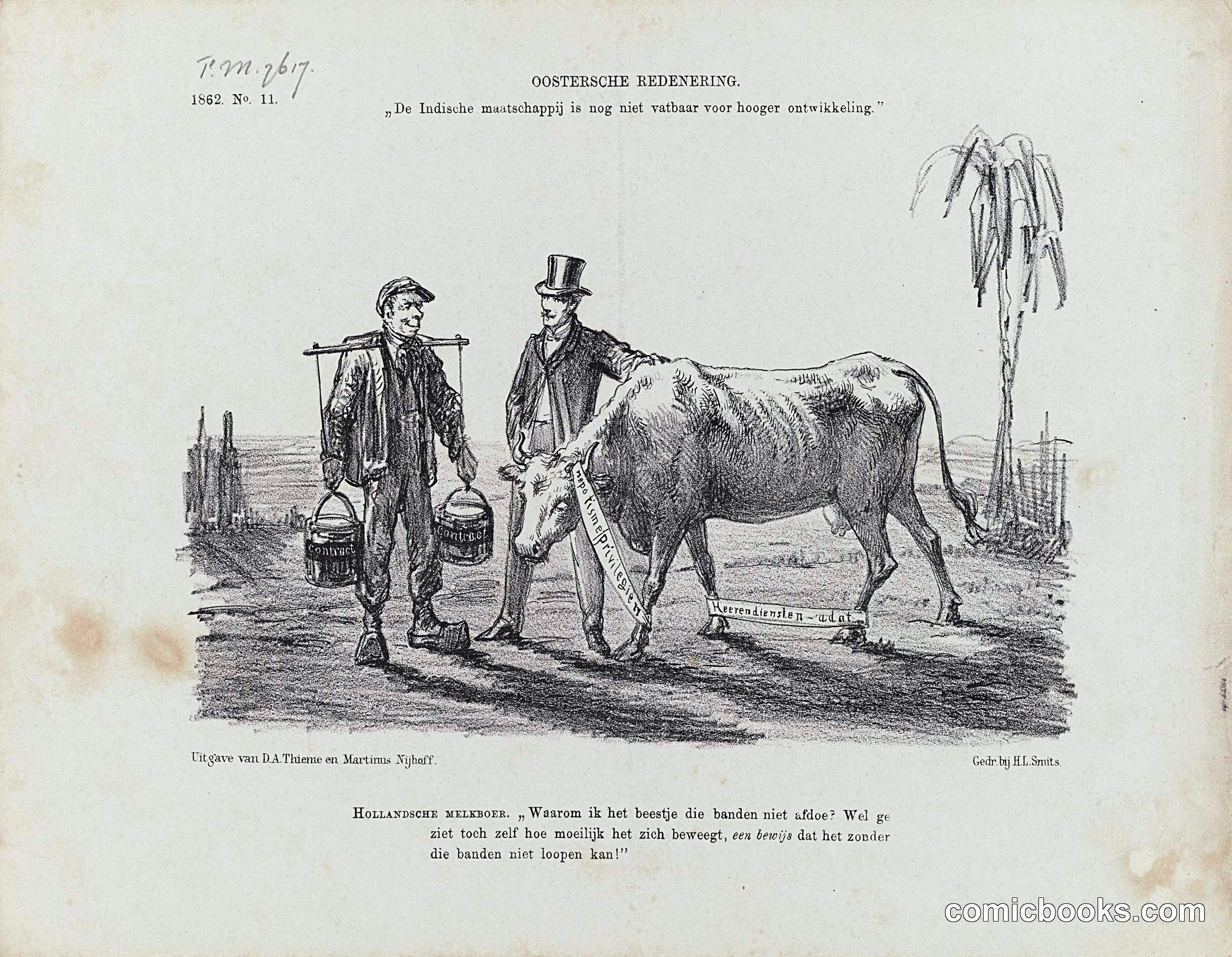 Dutch Colonial Satire: The Indies Dairy Maid, 1862