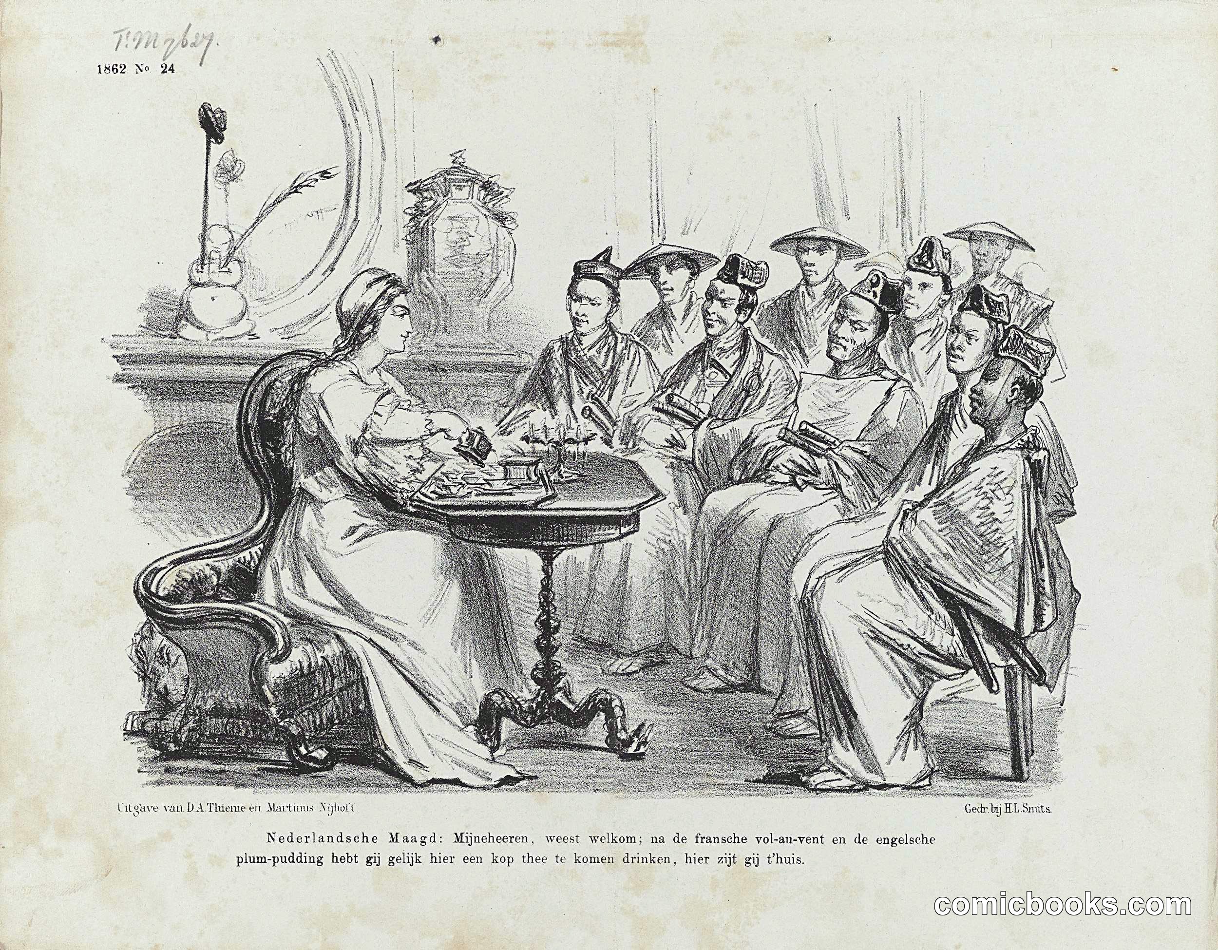 Dutch Maiden Serving Tea to Japanese Visitors