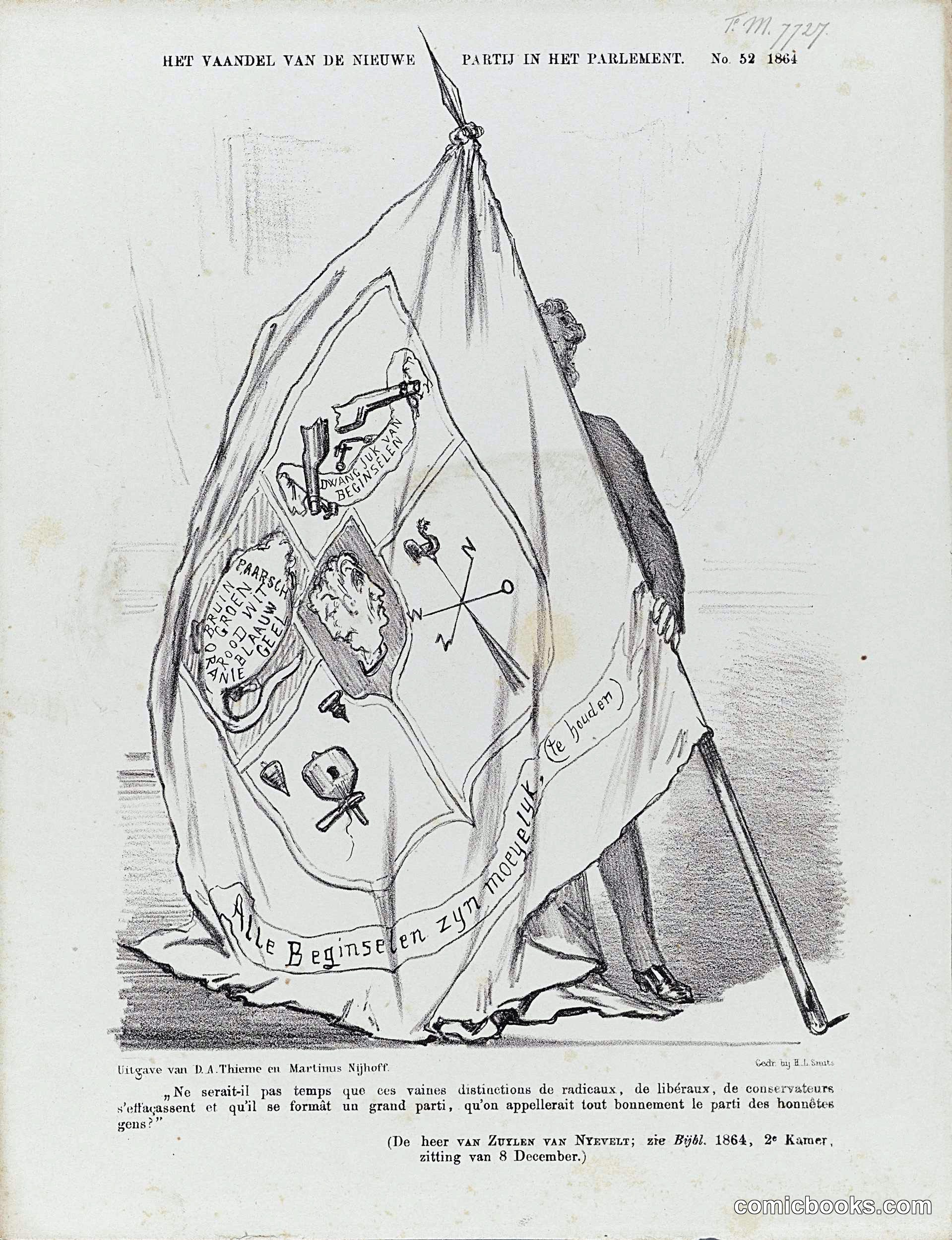 Political Cartoon on Baron van Zuylen van Nijvelt's Parliamentary Speech