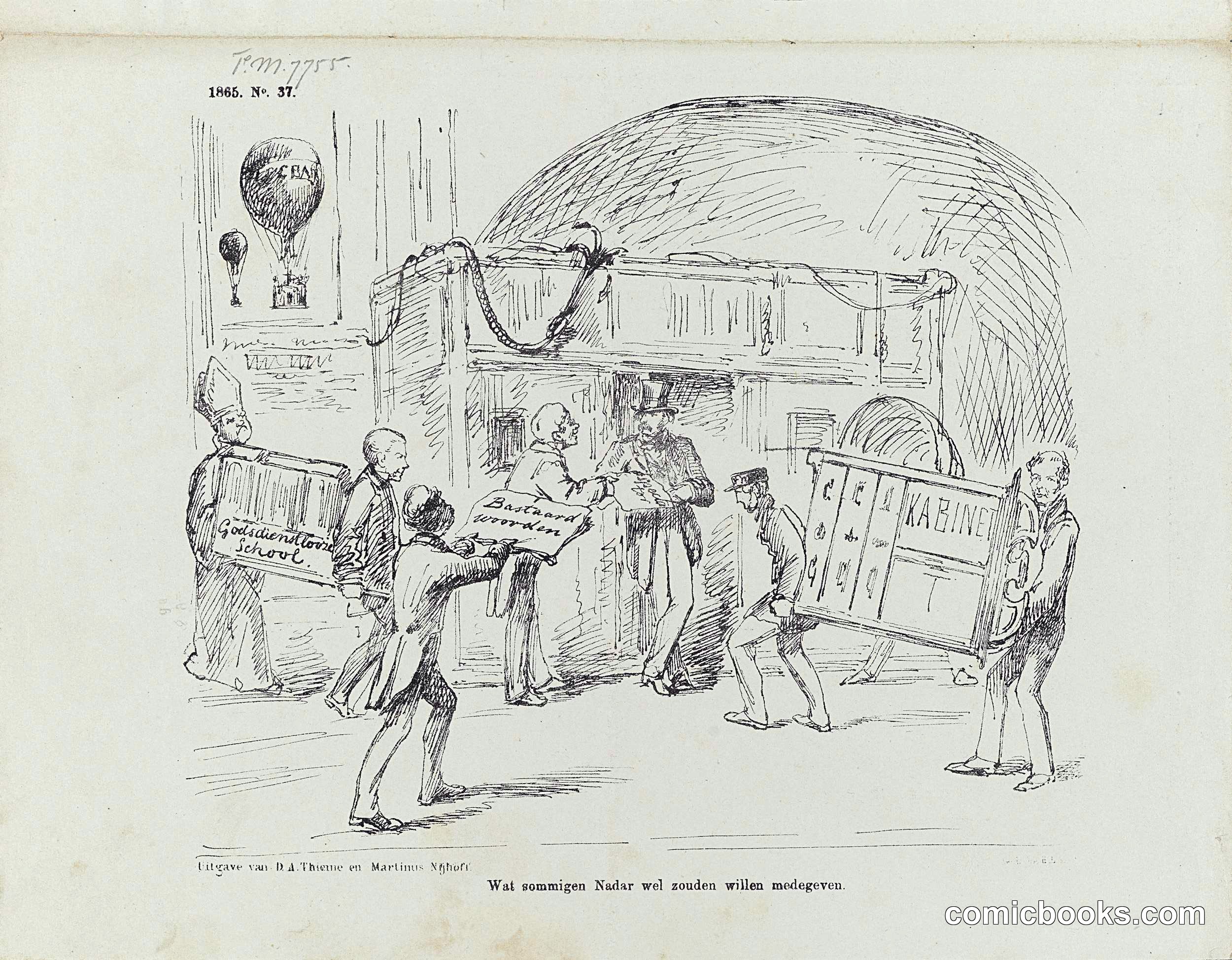 Dutch Political Cartoon on Nadar's Balloon Ascent, Amsterdam