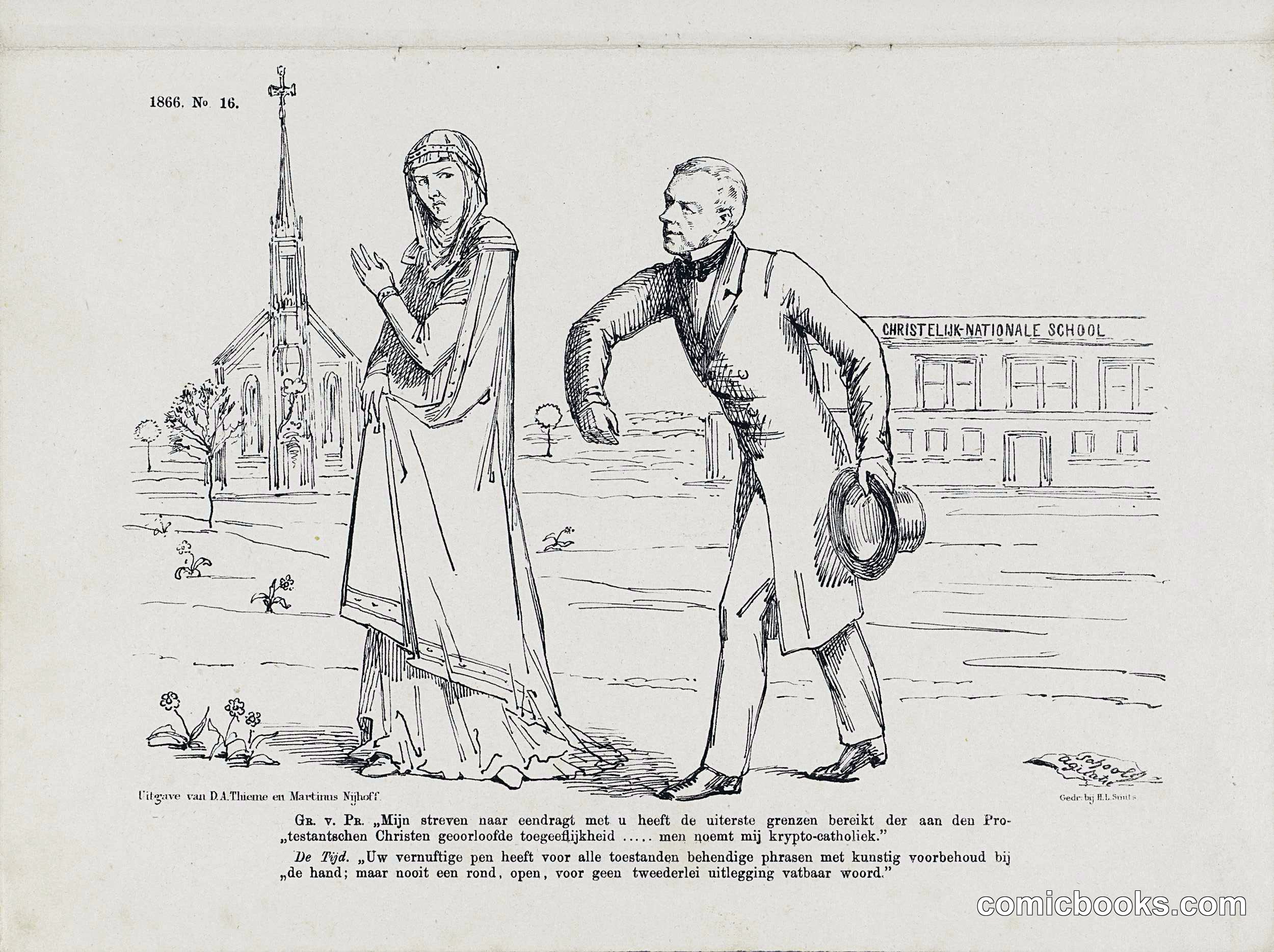 Religious and Political Satire: A Dutch Cartoon, 1866