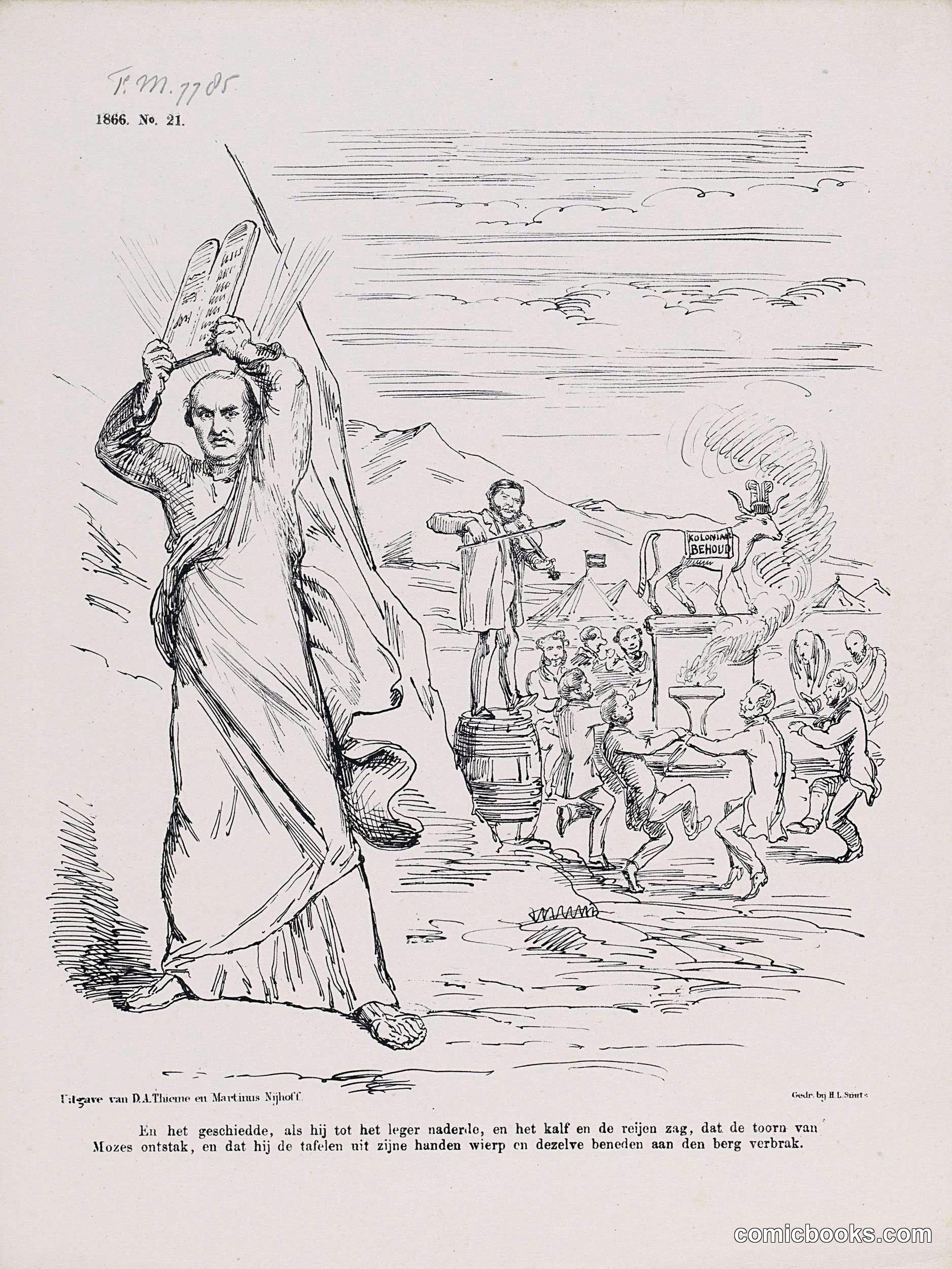 Figure van D.J. Mosou en Mercurius Spijkert [Colonial Politics Satire]