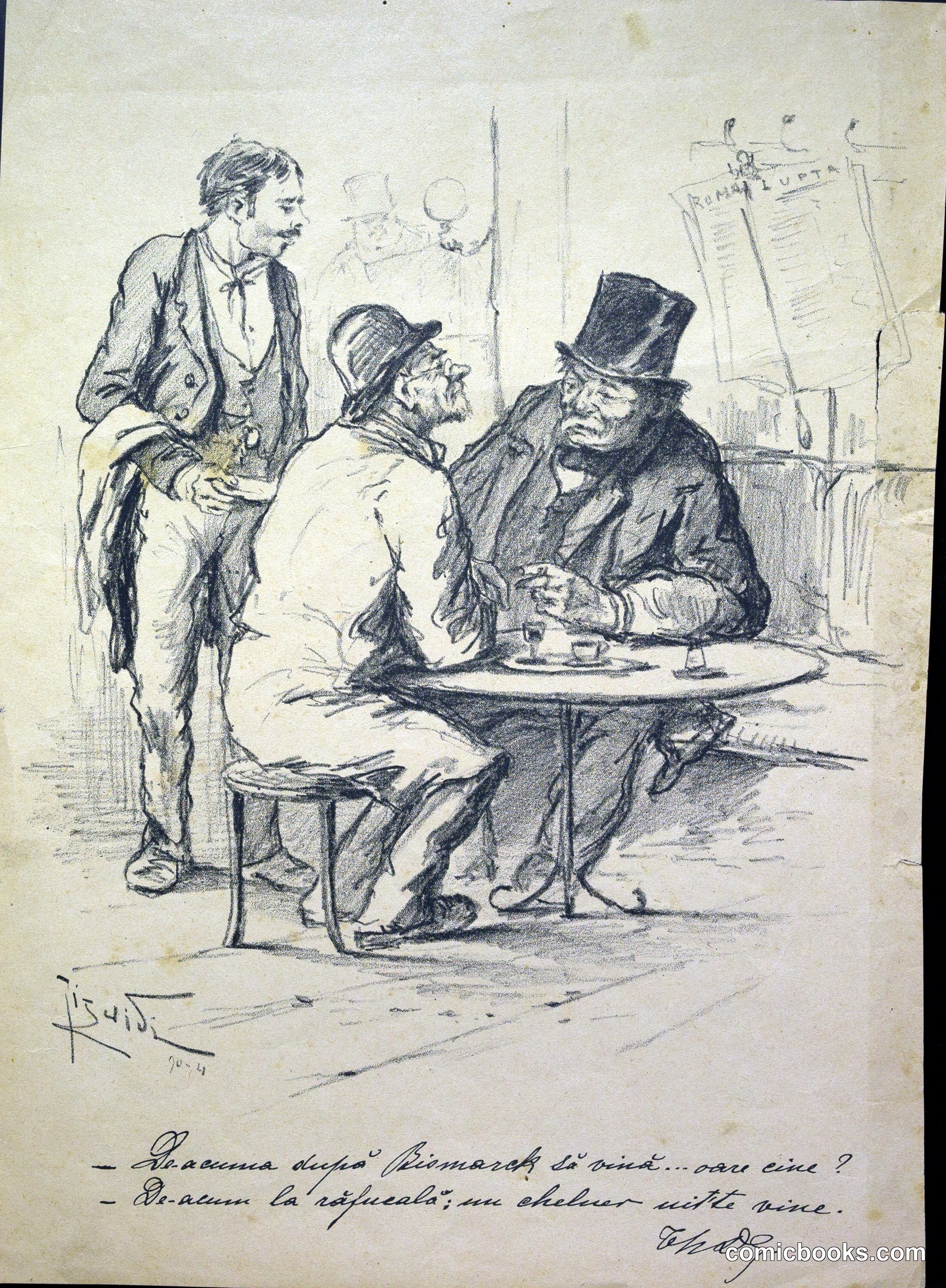 Two Men Discuss Bismarck's Death in a Tavern