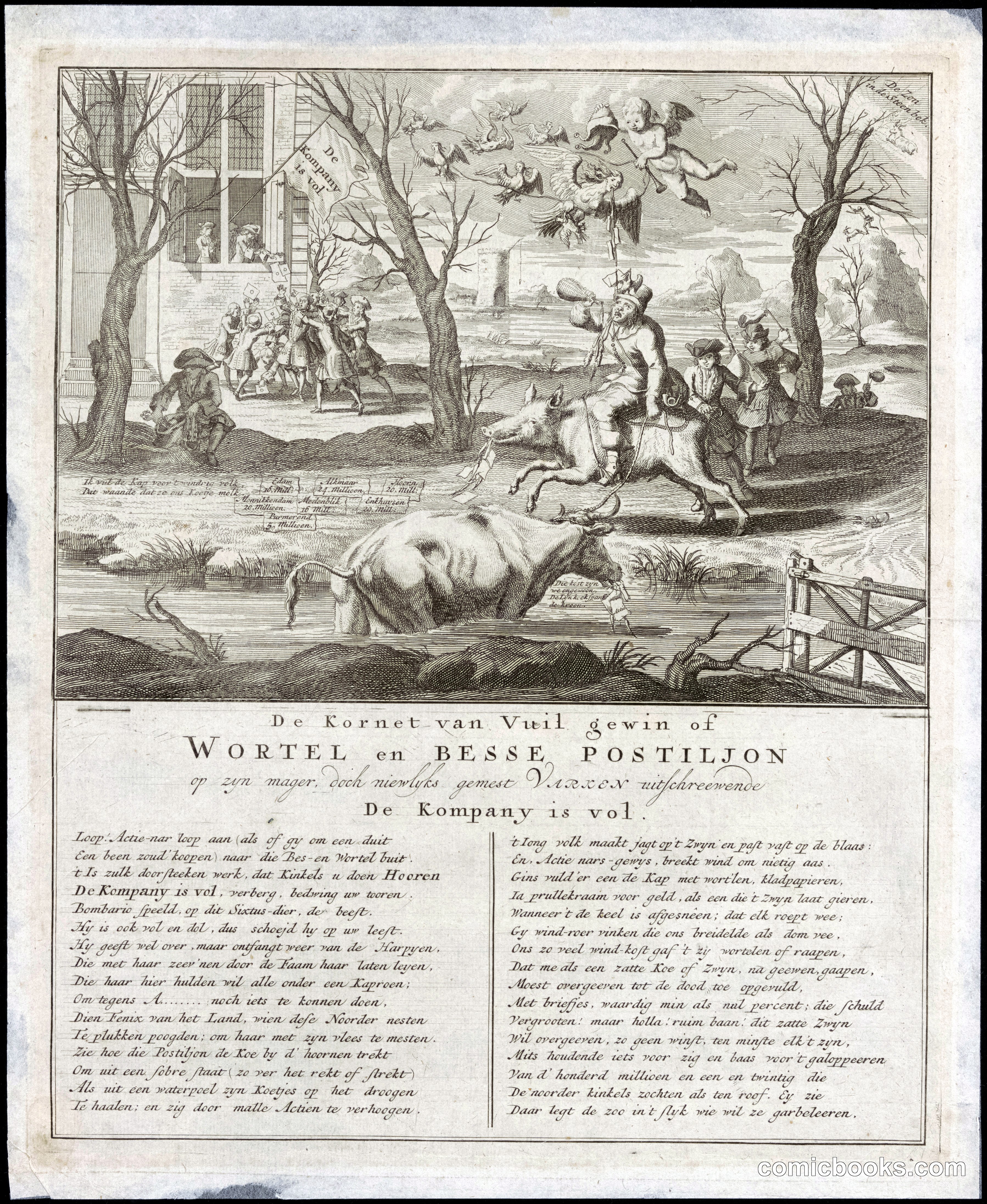The Horn of Foul Gain, or Root and Berry Postilion on His Scrawny, Barely Fattened Pig