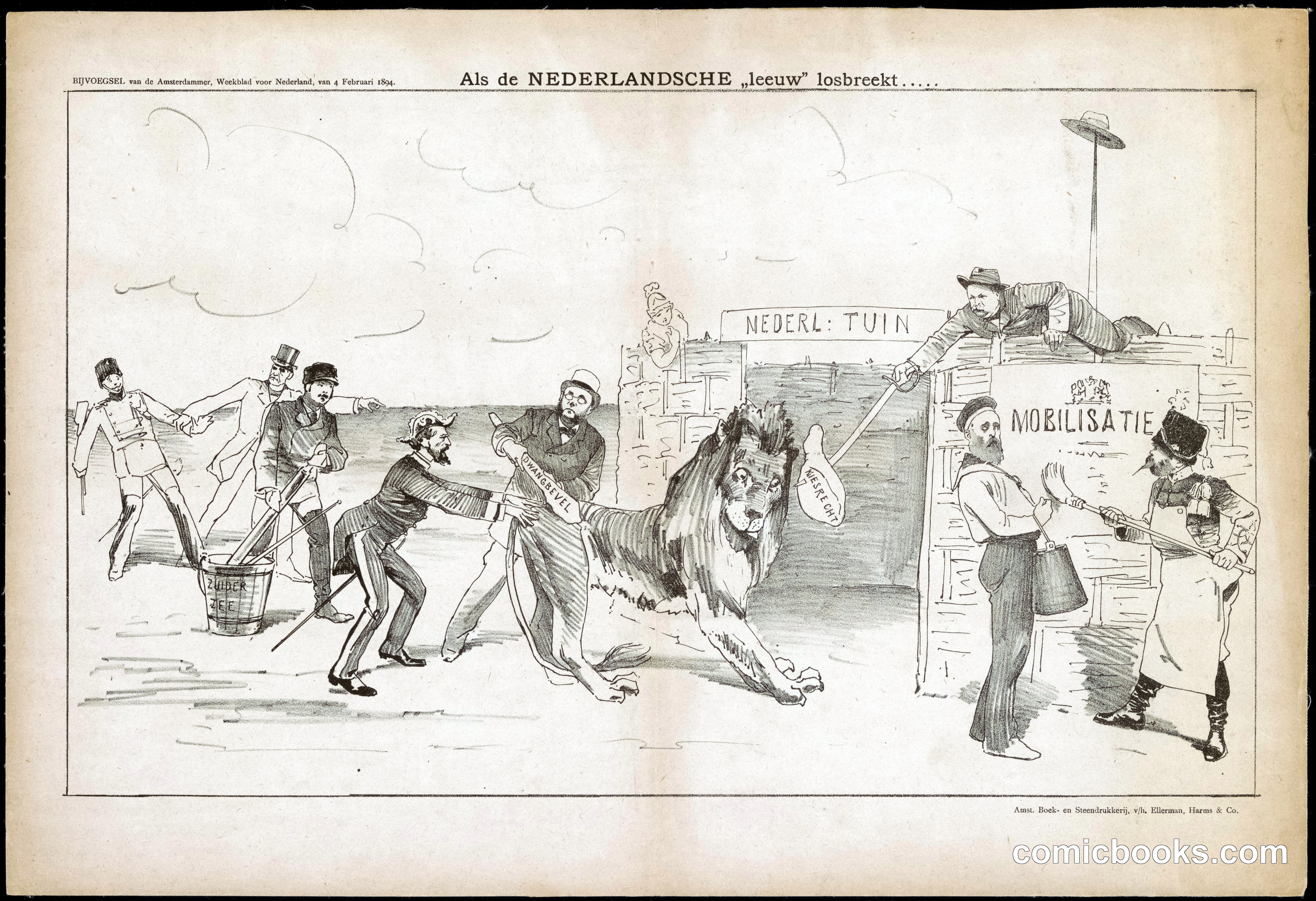 Als de Nederlandsche 'leeuw' losbreekt [When the Dutch 'Lion' Breaks Loose]