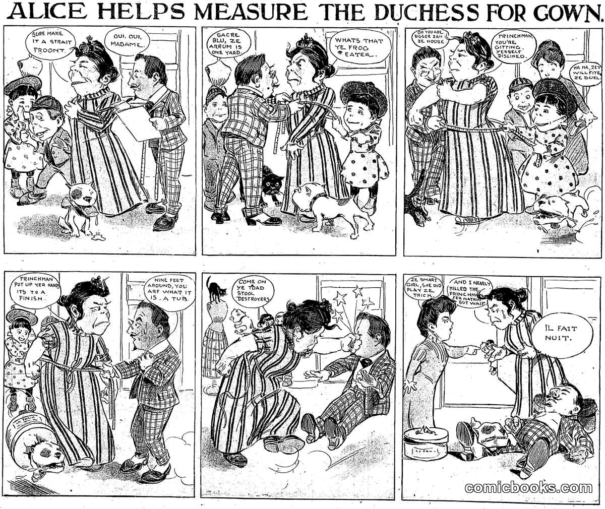 Alice Helps Measure the Duchess for Gown