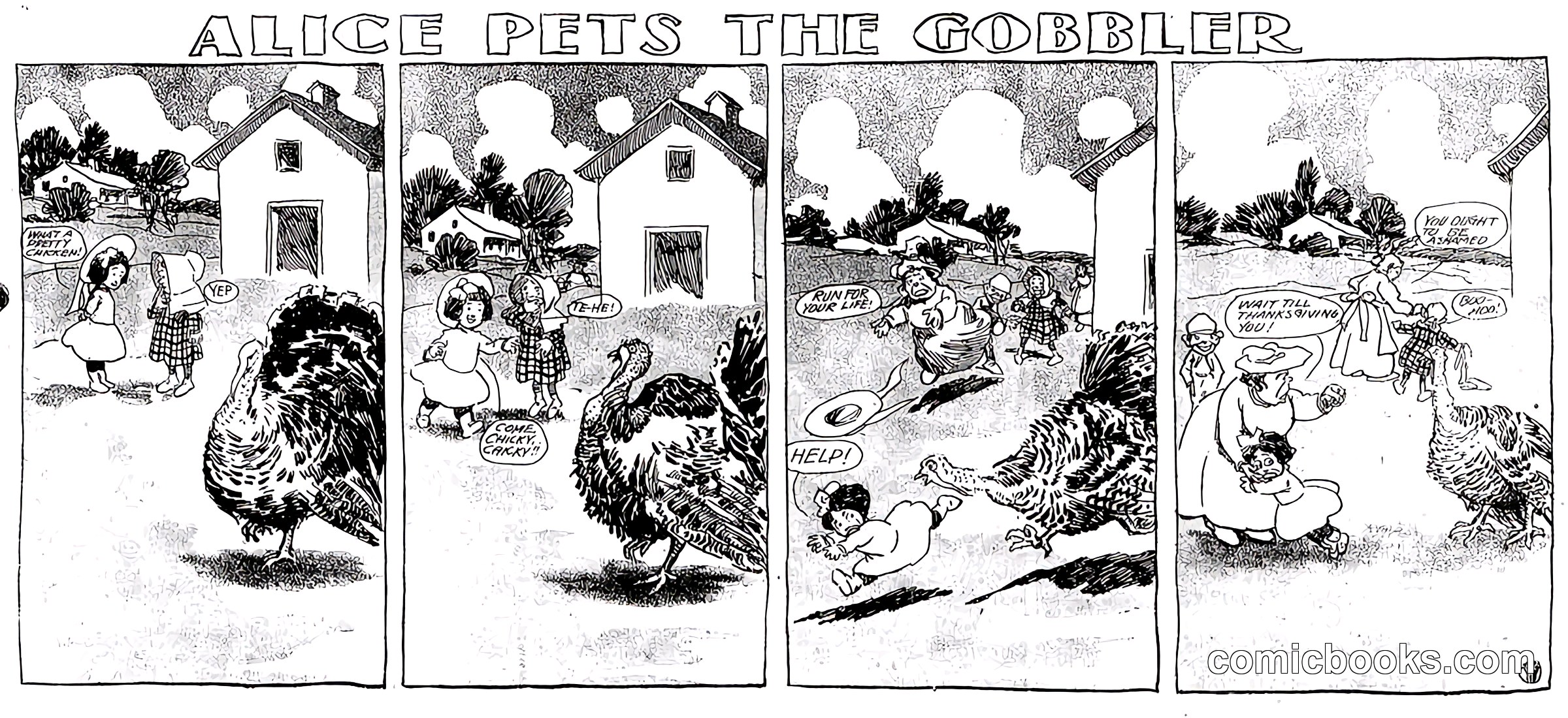 Alice Pets the Gobbler