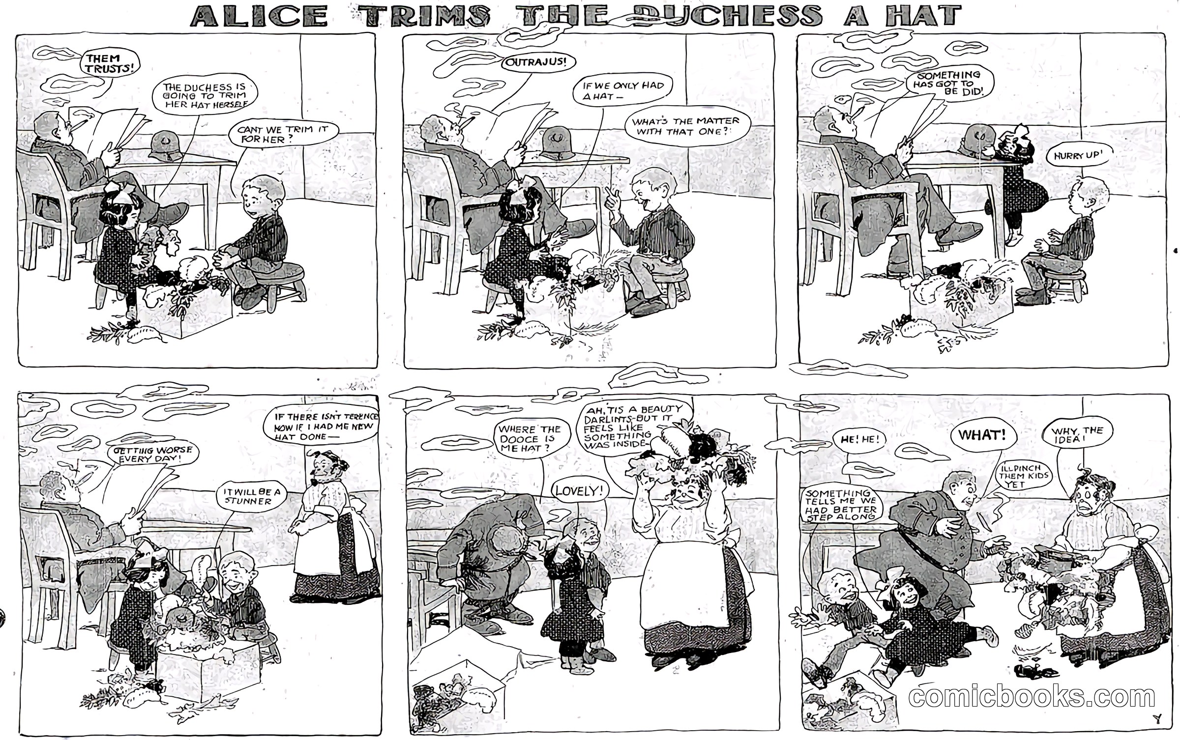 Alice Trims the Duchess a Hat