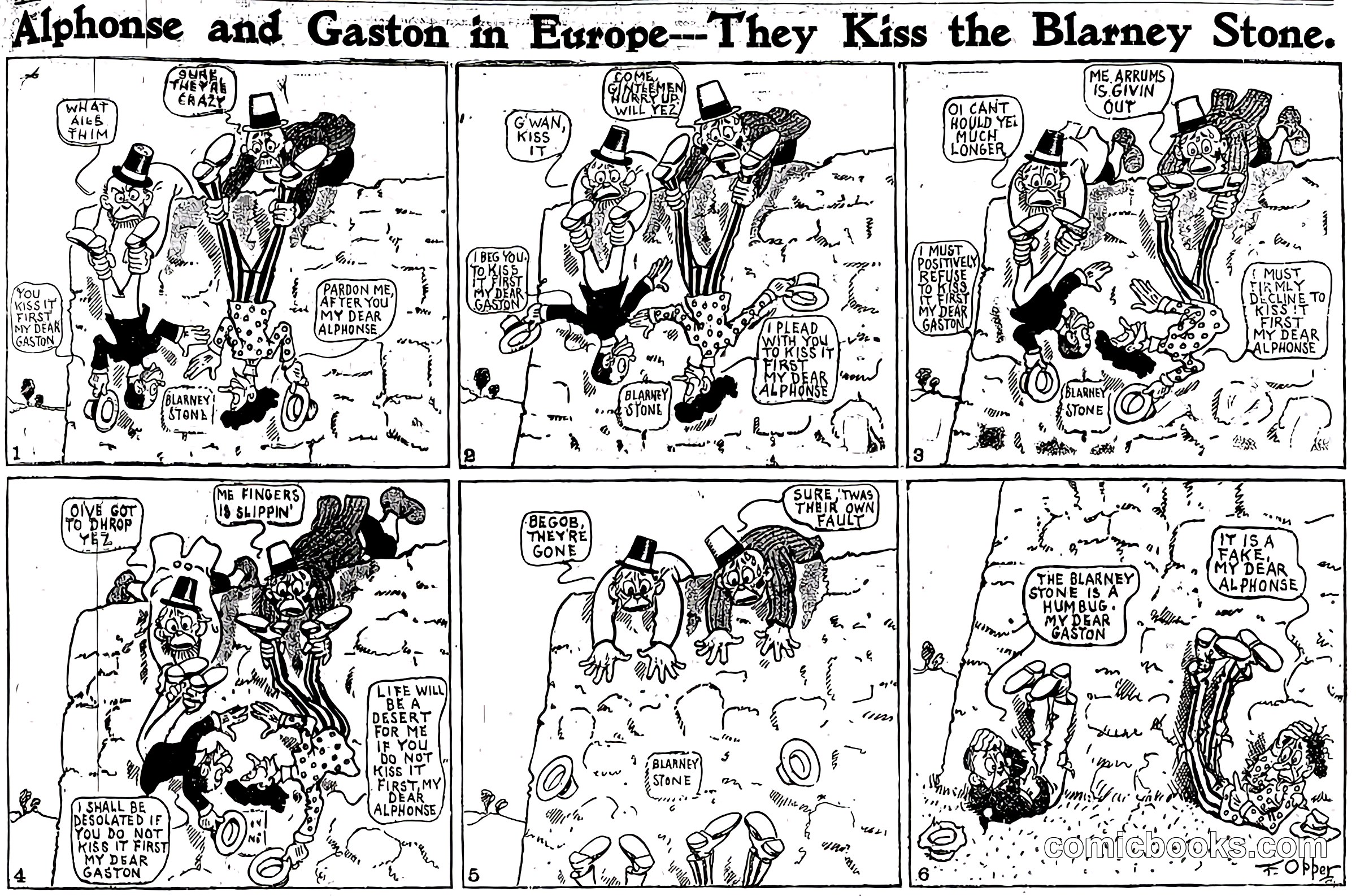 Alphonse and Gaston in Europe—They Kiss the Blarney Stone
