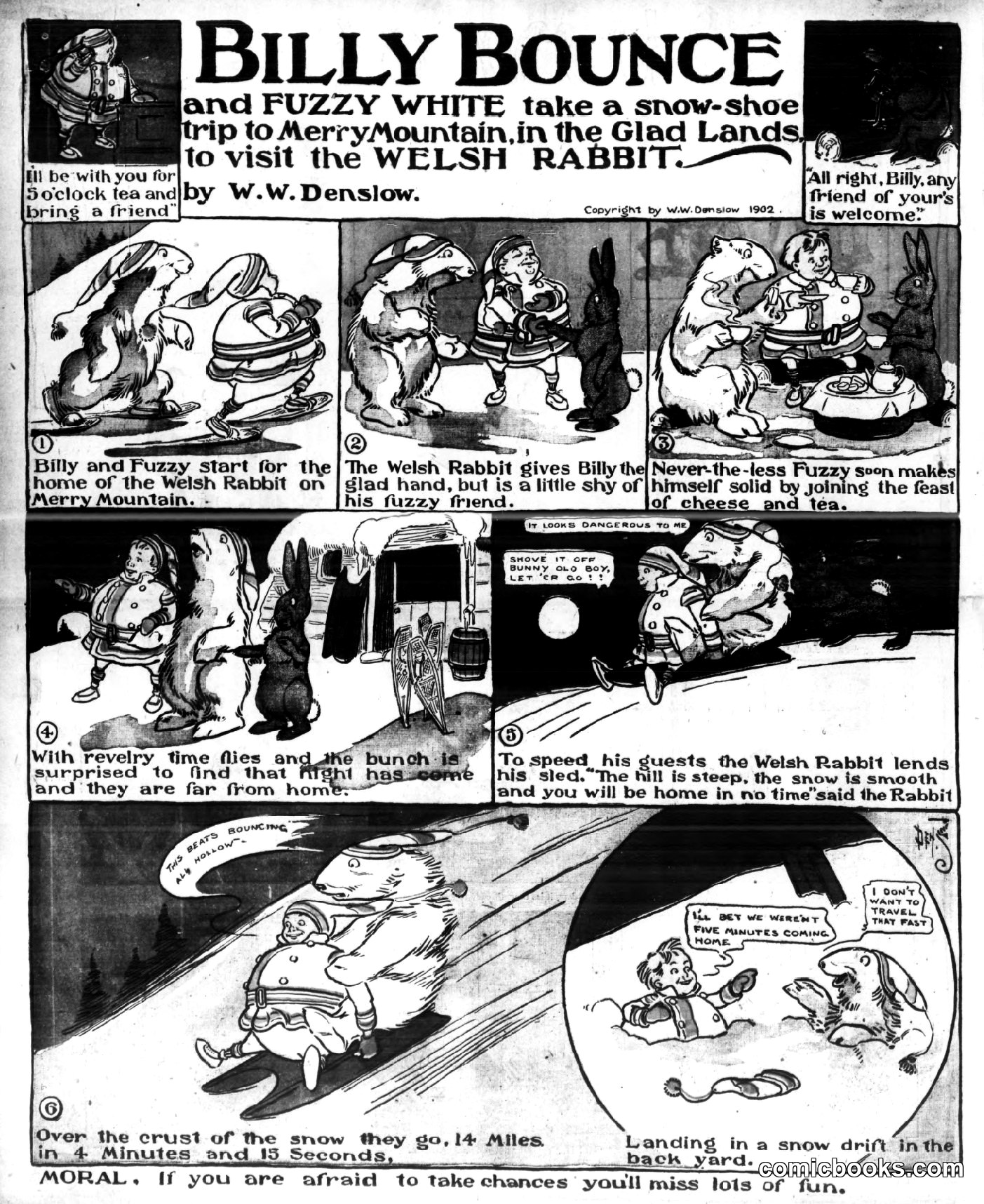 Billy Bounce and Fuzzy White Visit the Welsh Rabbit