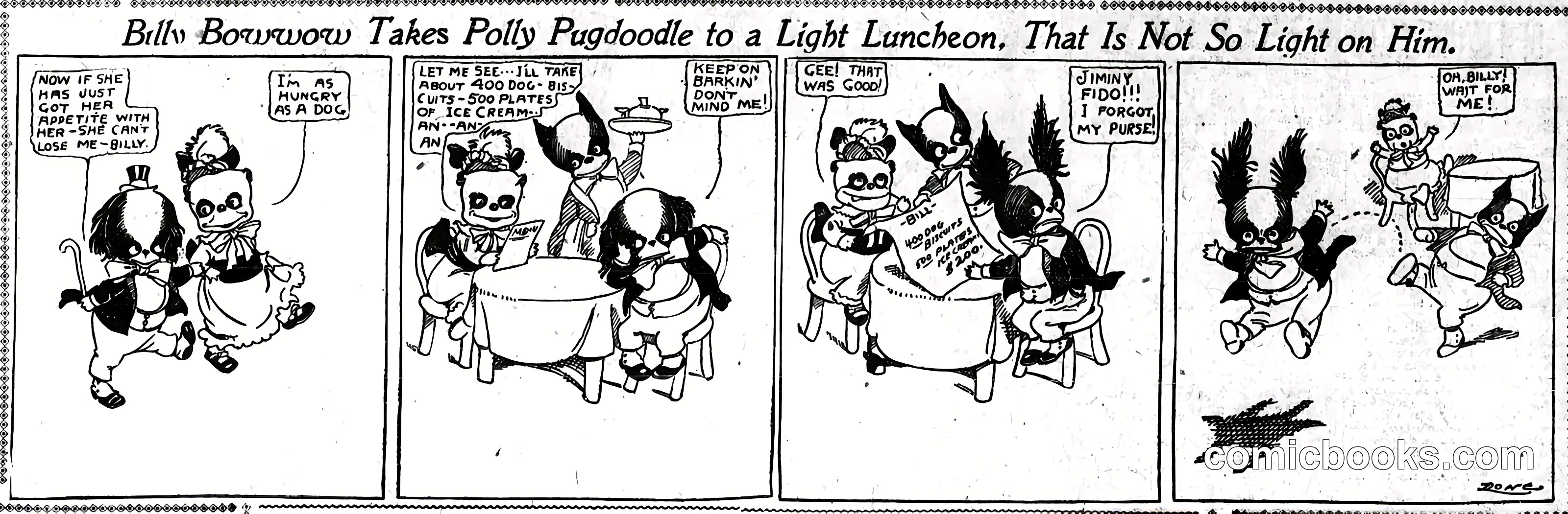 Billy Bowwow Takes Polly Pugdoodle to a Light Luncheon