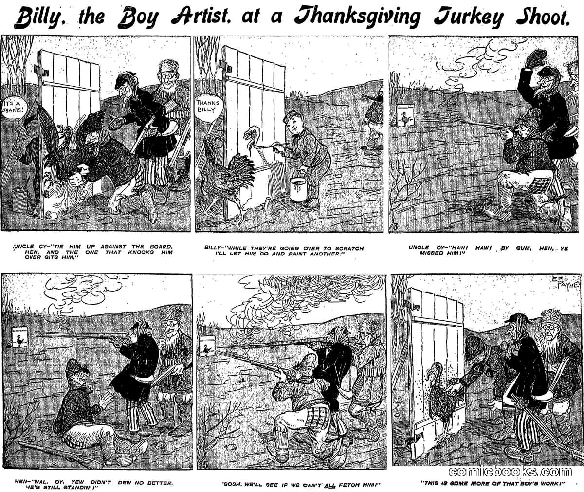 Billy the Boy Artist at a Thanksgiving Turkey Shoot
