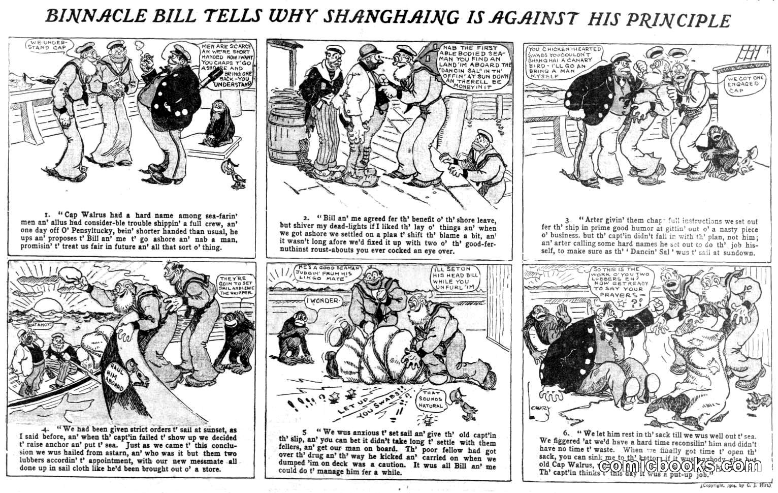 Binnacle Bill Tells Why Shanghaing Is Against His Principle