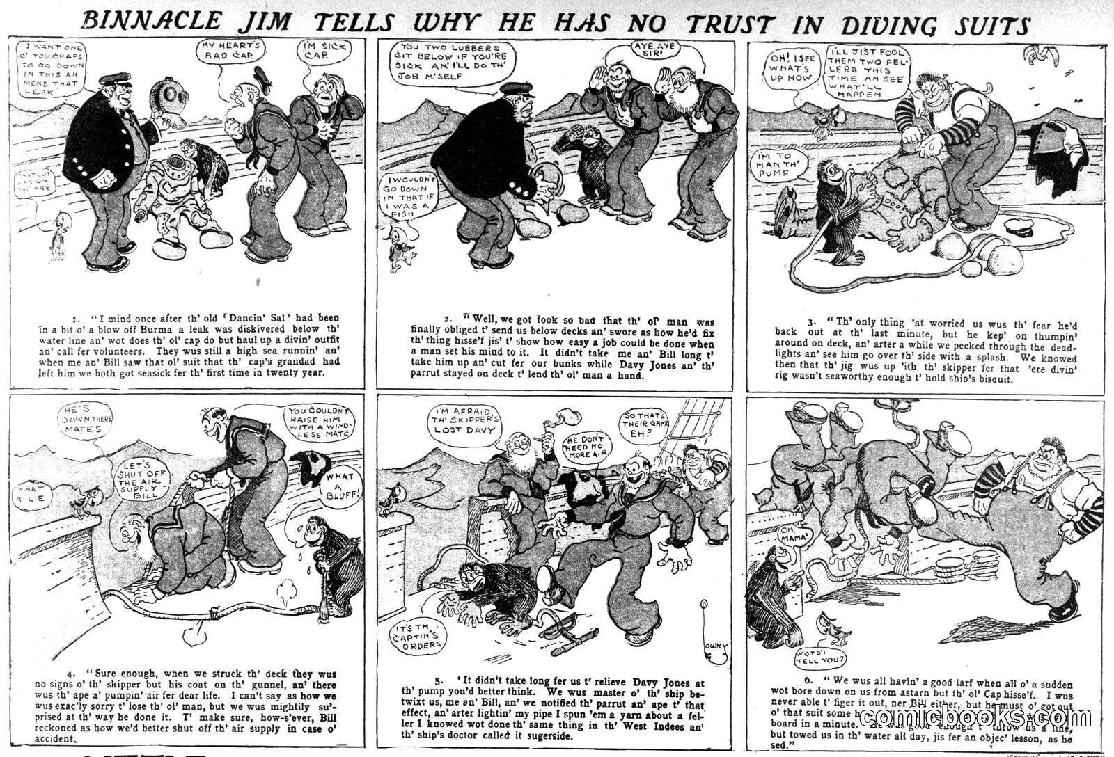 Binnacle Jim Tells Why He Has No Trust in Diving Suits