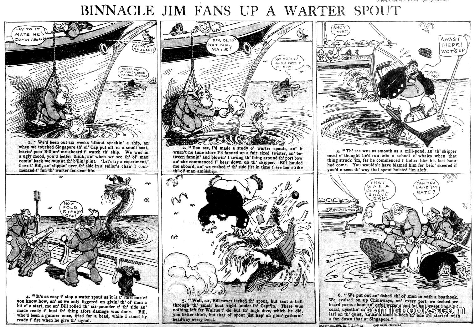 Binnacle Jim Fans Up a Warter Spout