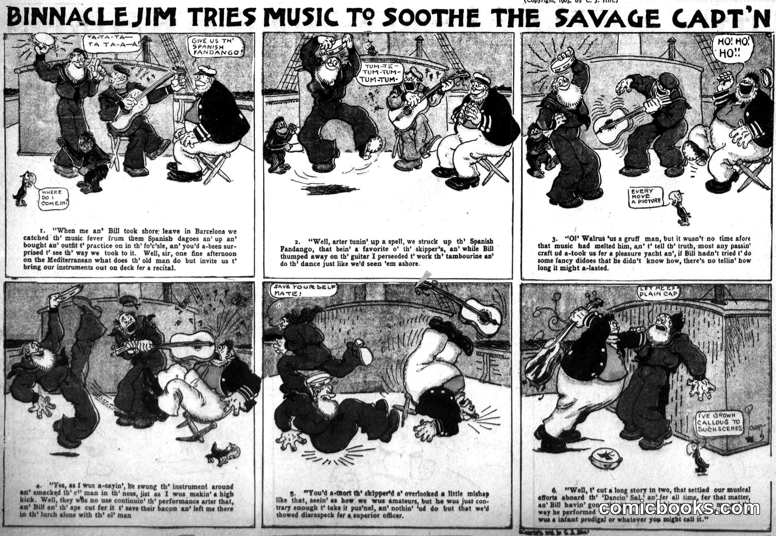 Binnacle Jim Tries Music to Soothe the Savage Capt'n
