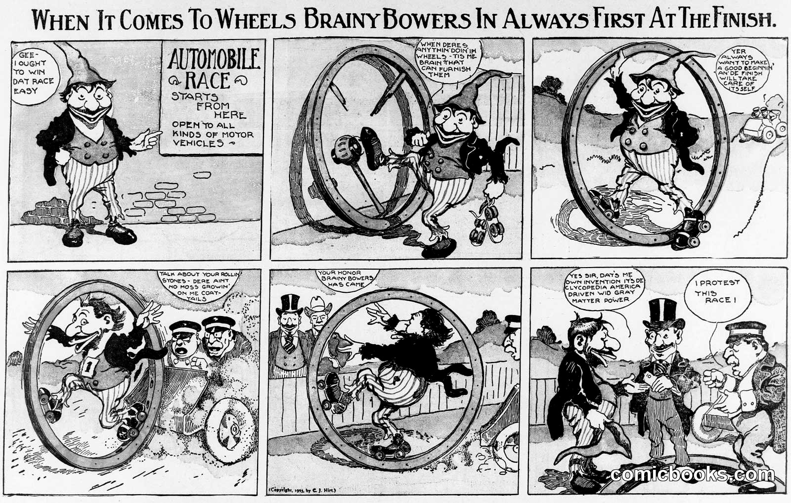 Brainy Bowers in Automobile Race