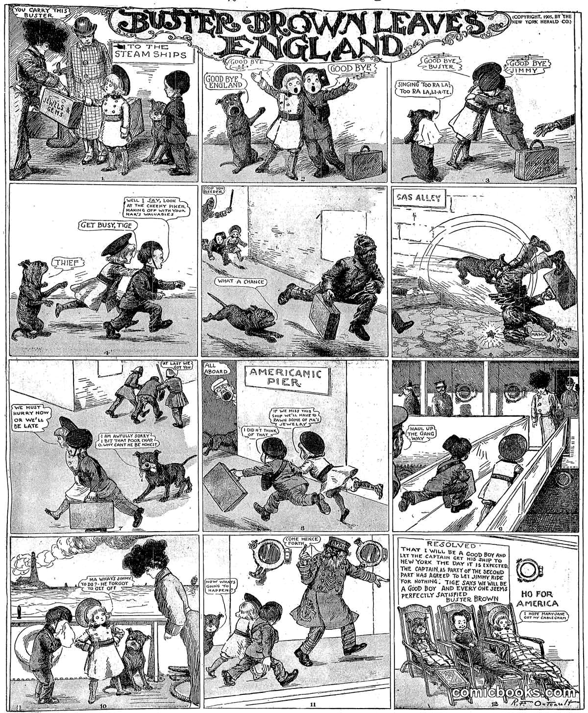 Buster Brown Leaves England