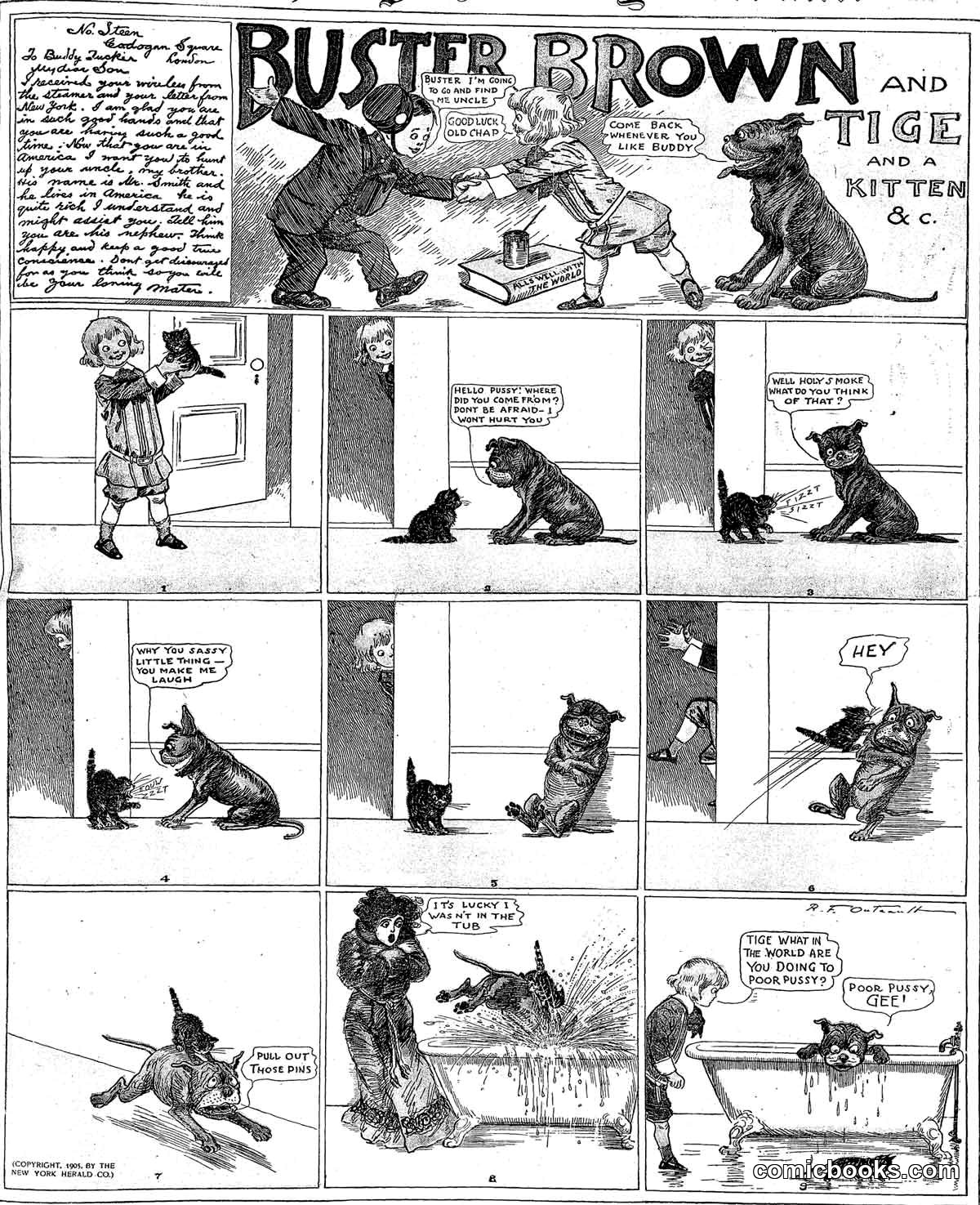Buster Brown and Tige and a Kitten