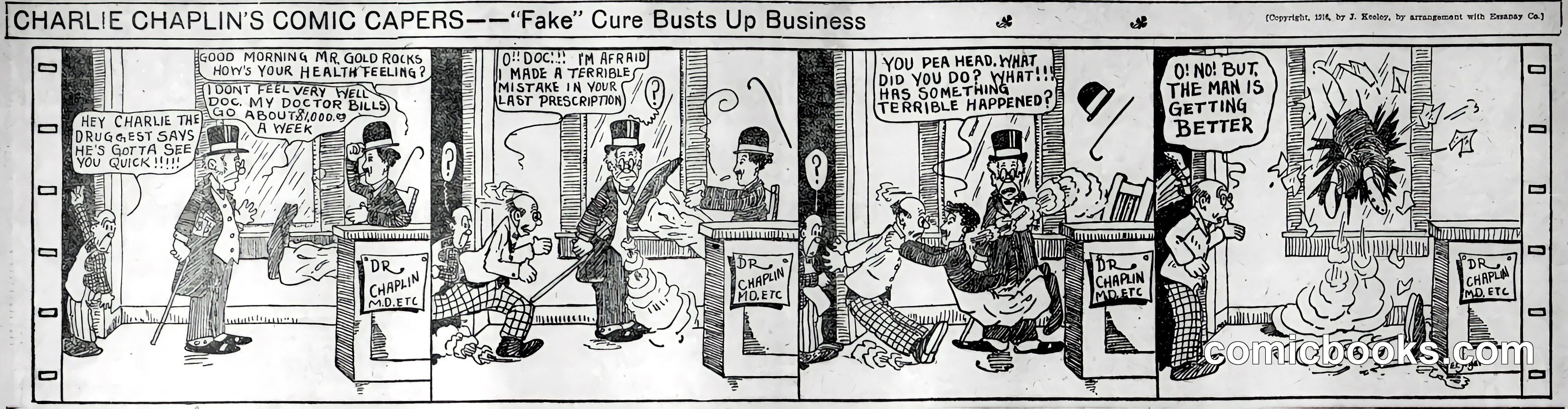 Charlie Chaplin's Comic Capers — "Fake" Cure Busts Up Business