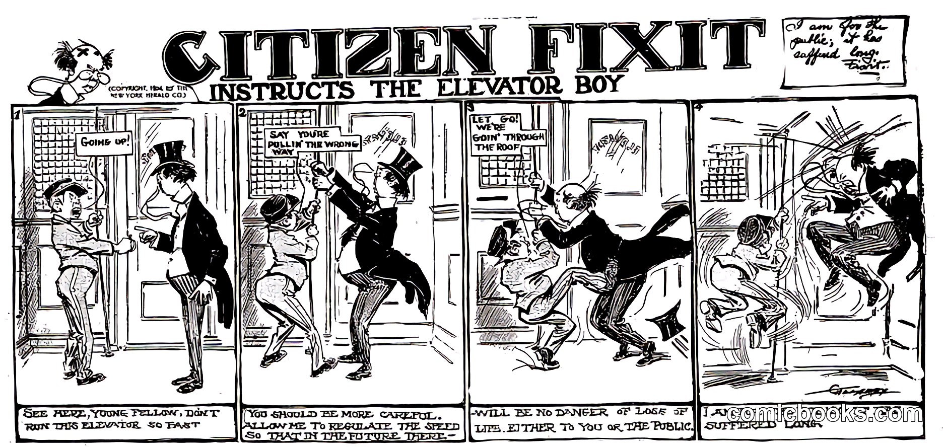Citizen Fixit Instructs the Elevator Boy