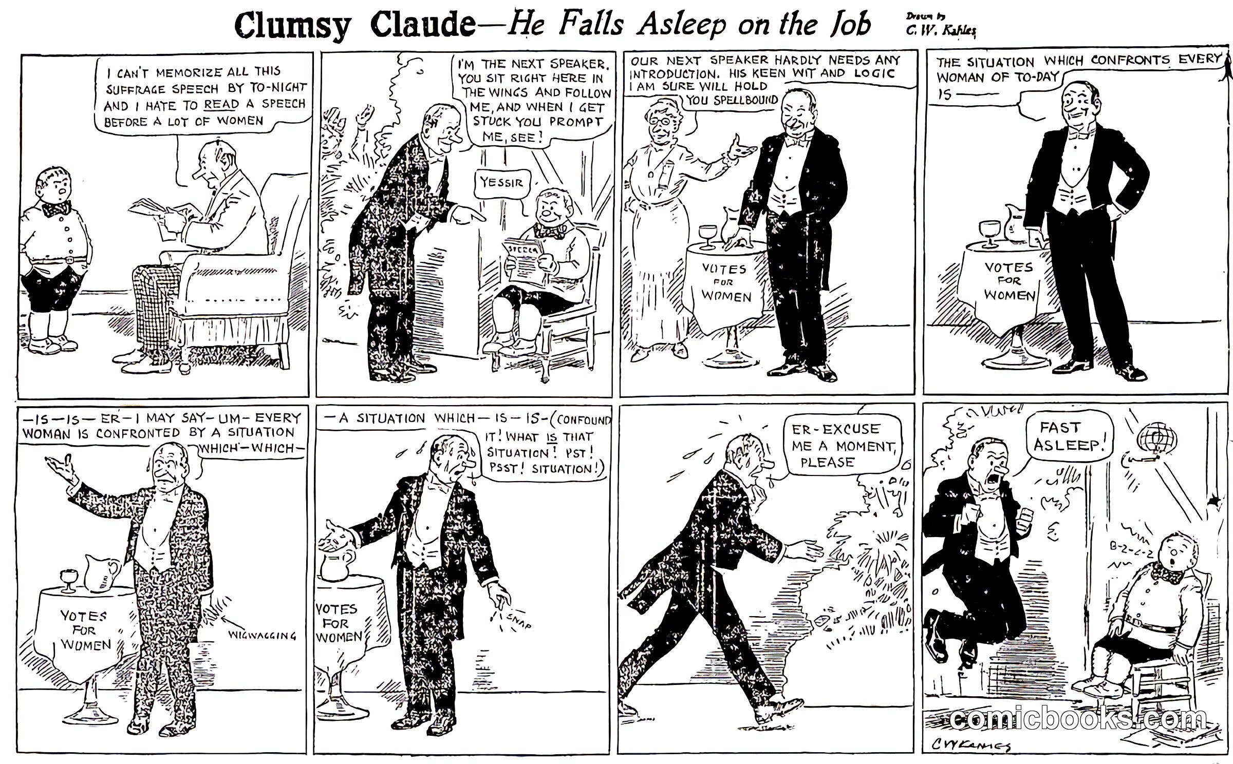 Clumsy Claude—He Falls Asleep on the Job
