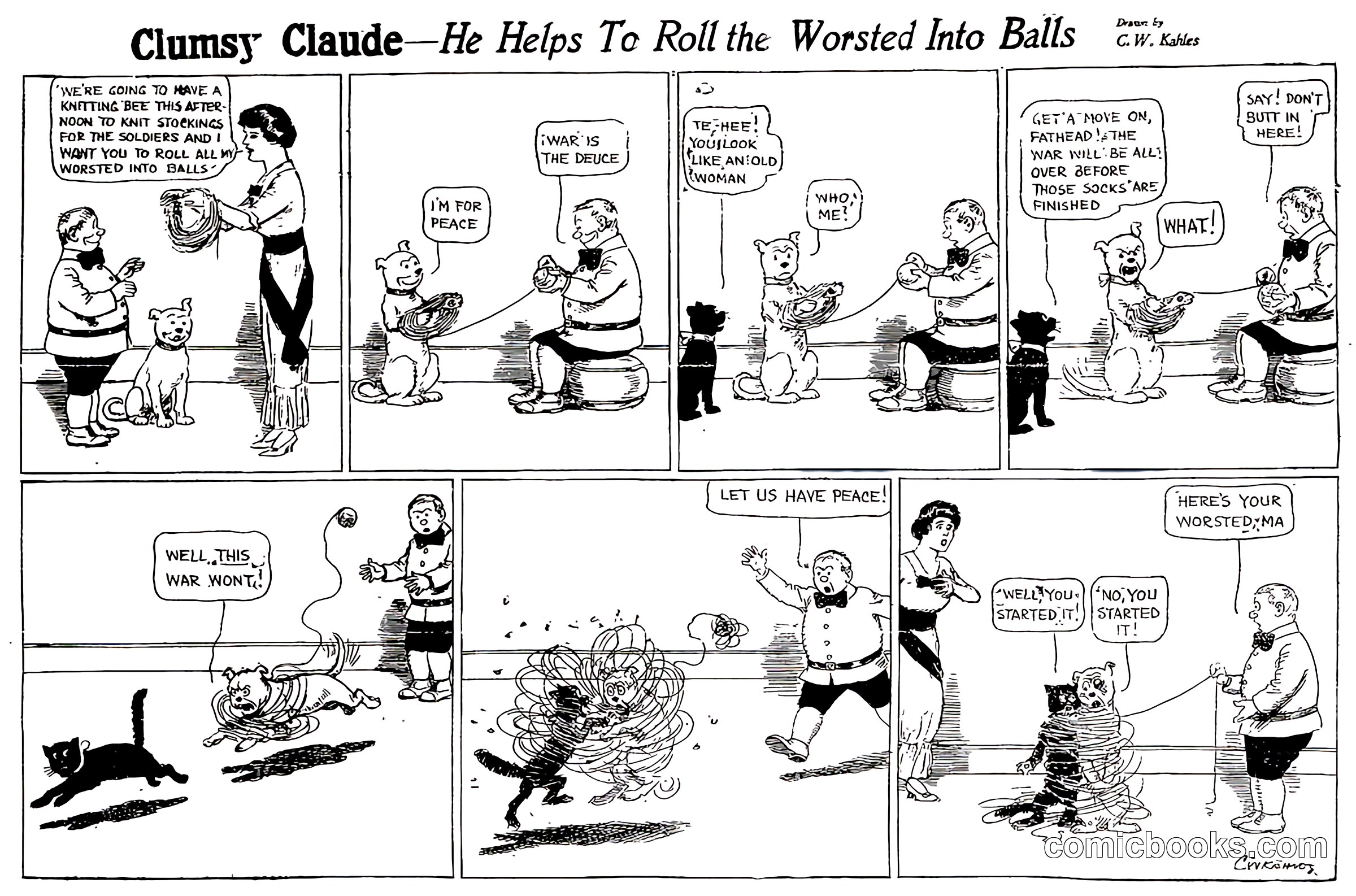 Clumsy Claude: He Helps To Roll the Worsted Into Balls