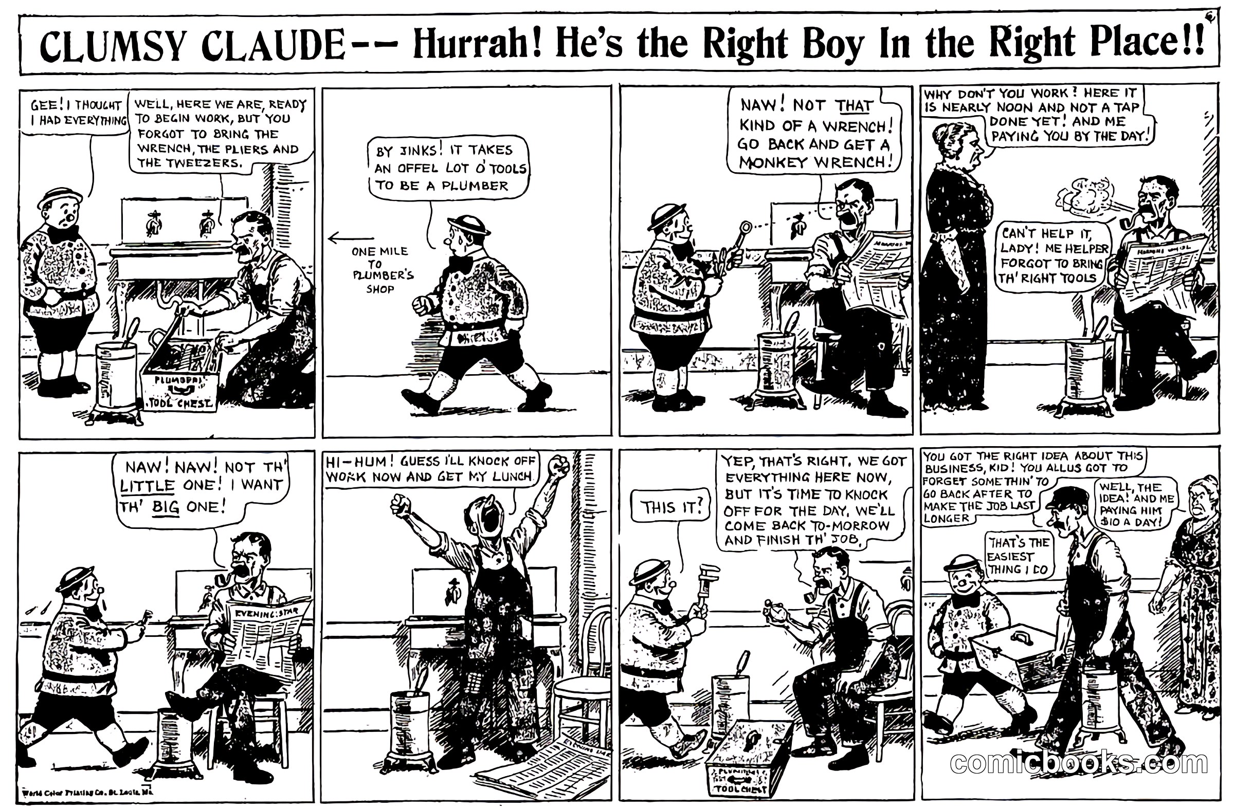 Clumsy Claude — "Hurrah! He's the Right Boy in the Right Place!!"