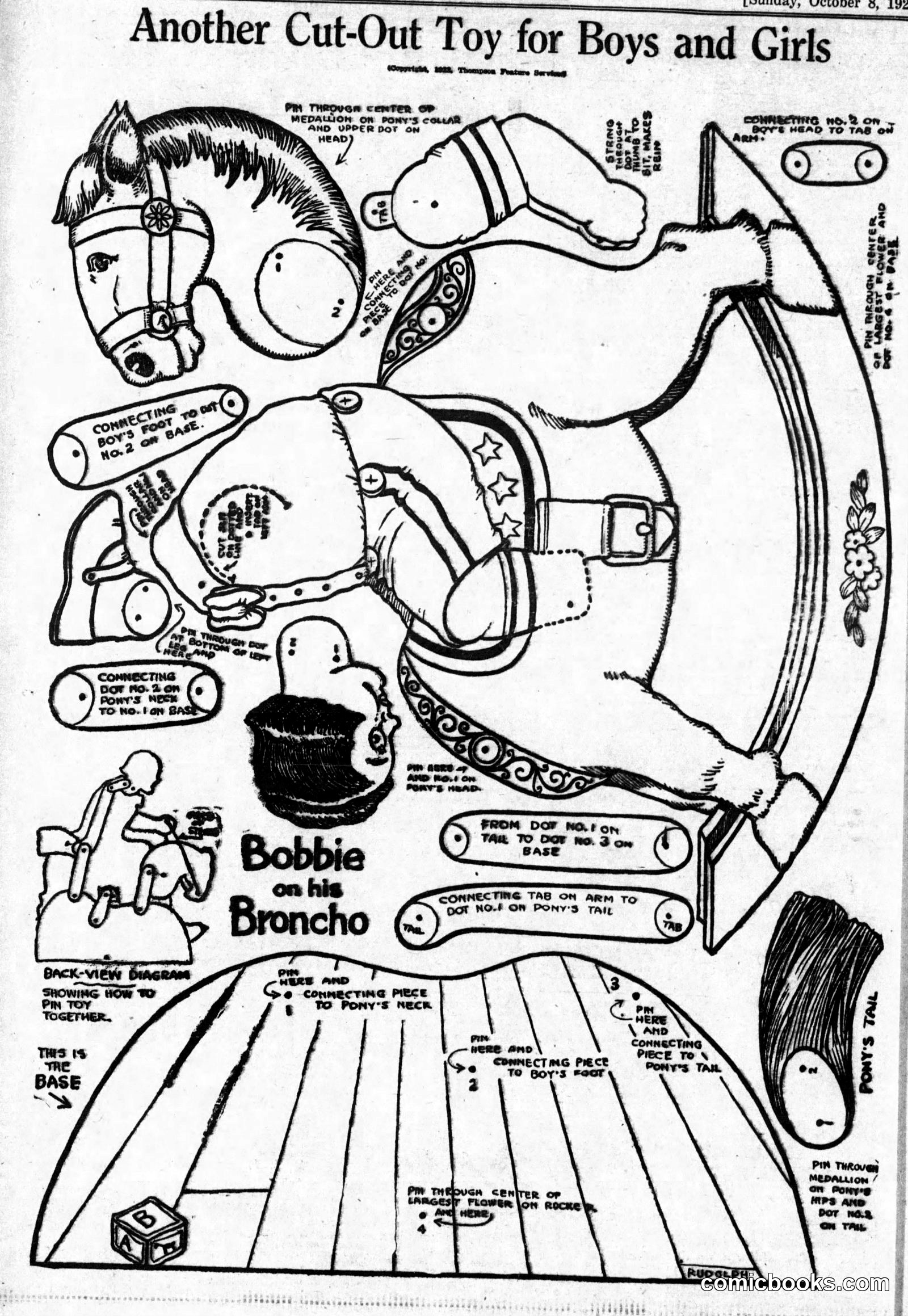 Cut-Out Toy: Bobbie on His Broncho