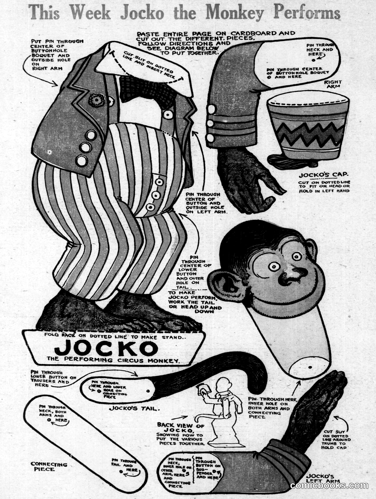 Jocko the Performing Circus Monkey Cut-Out Toy