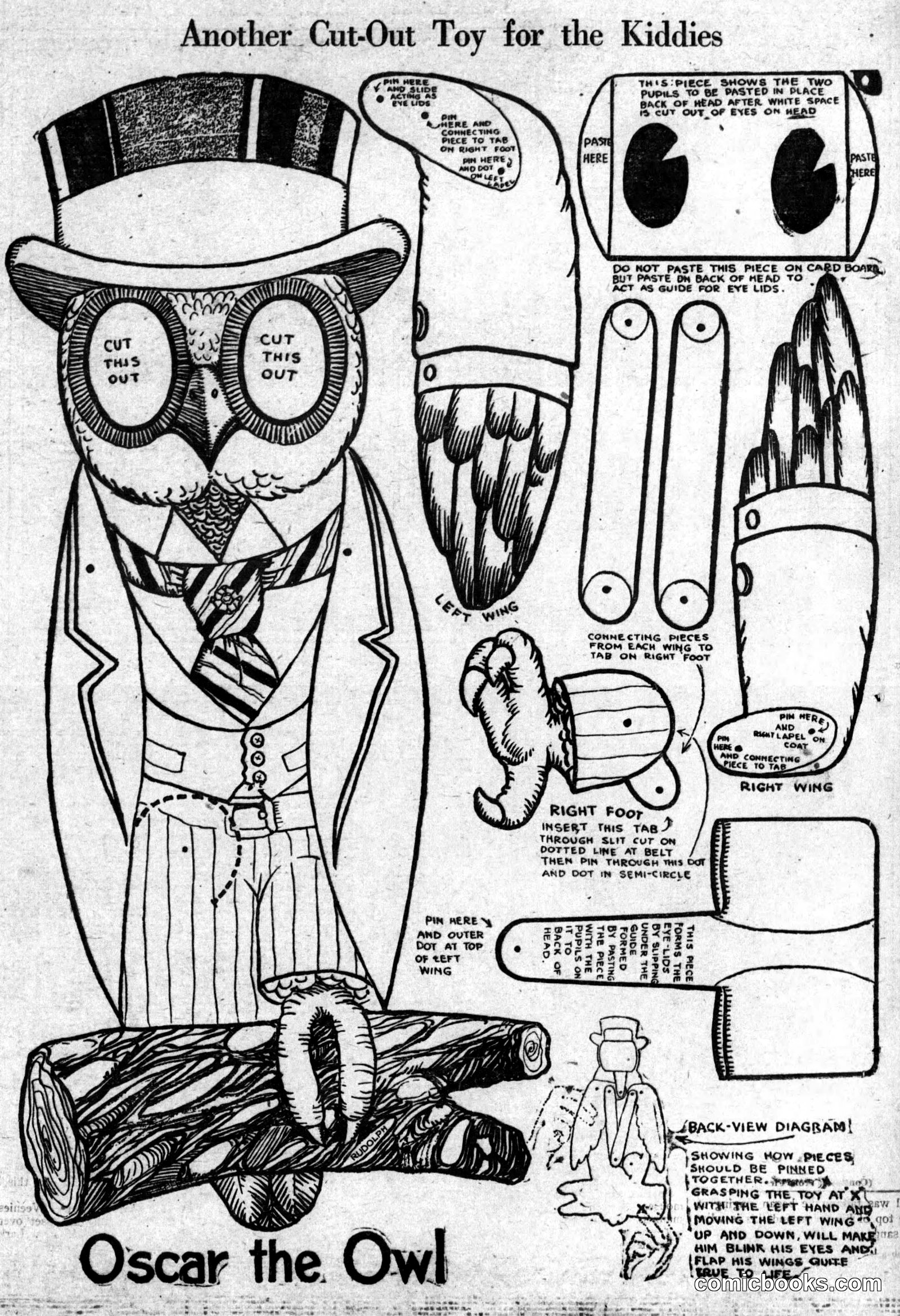 Oscar the Owl Cut-Out Toy