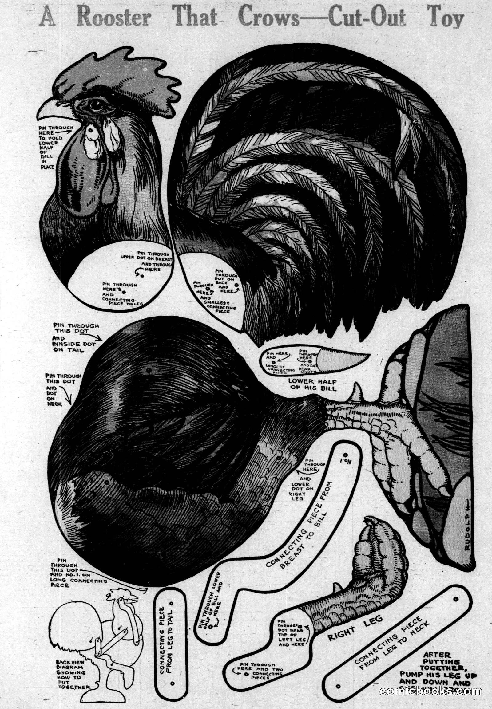 A Rooster That Crows—Cut-Out Toy