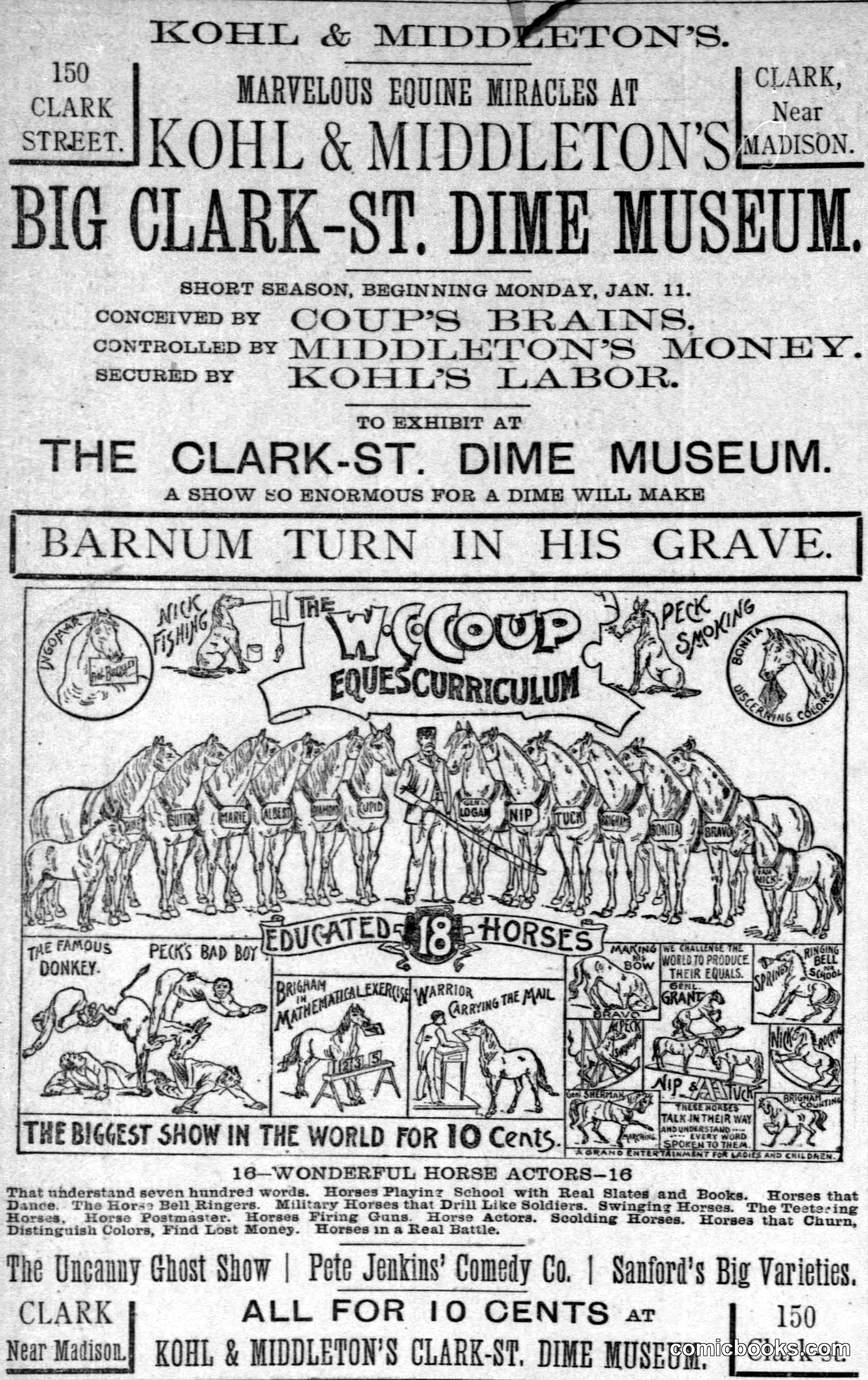 Kohl & Middleton's Clark-St. Dime Museum Advertisement