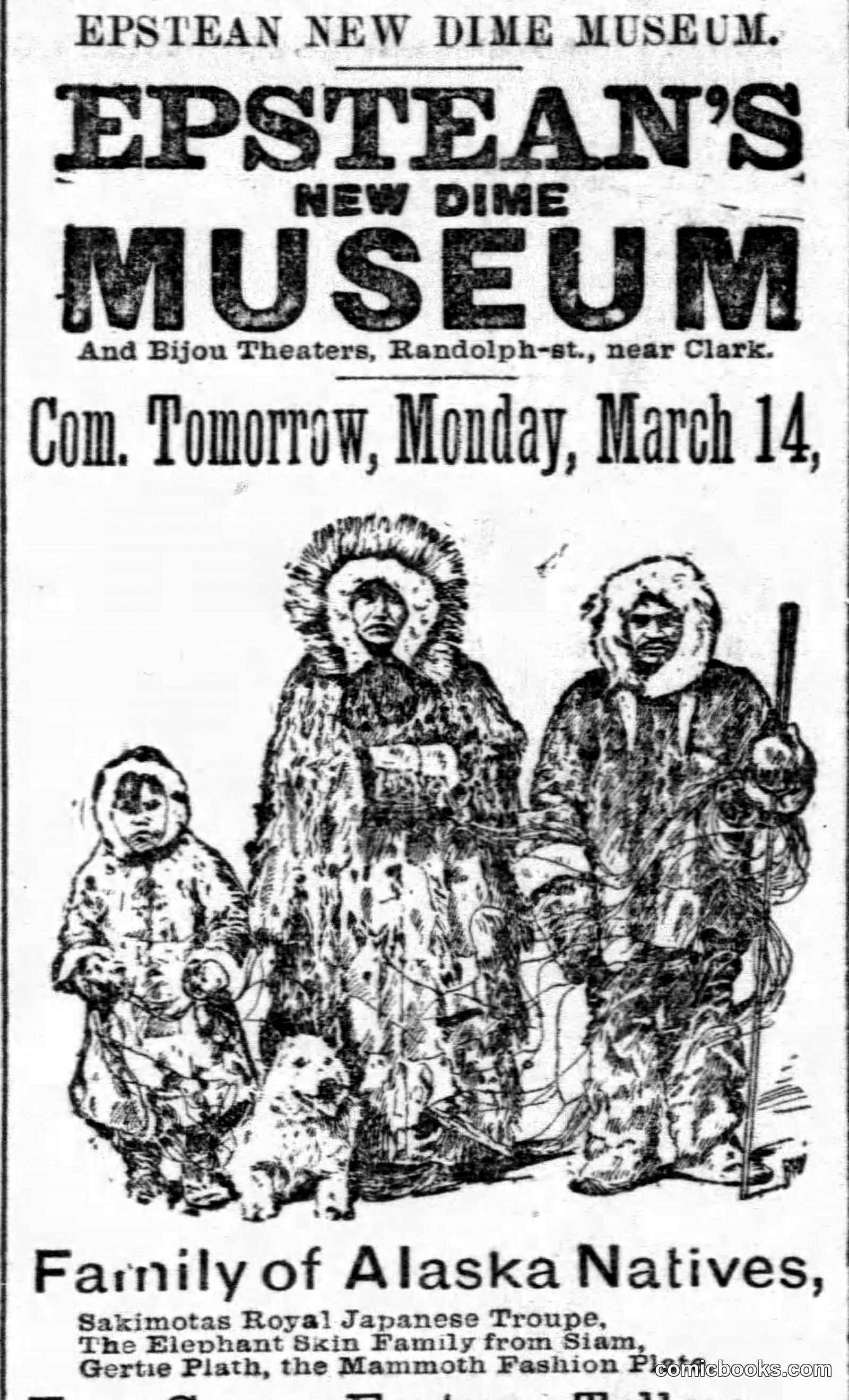 Epstean's New Dime Museum Advertisement