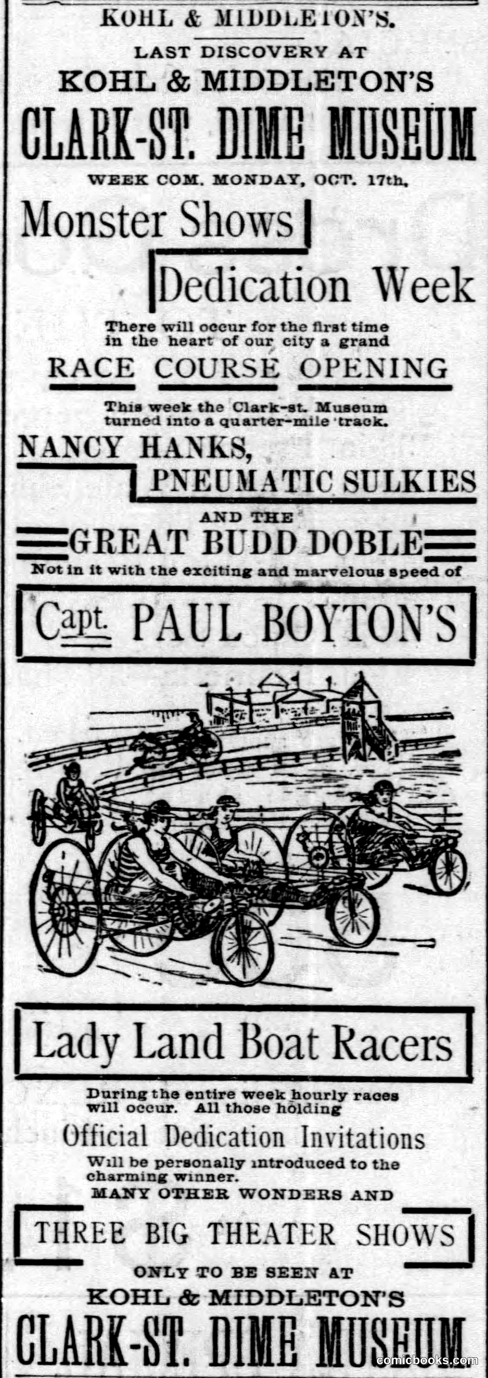 Kohl & Middleton's Clark-St. Dime Museum Advertisement