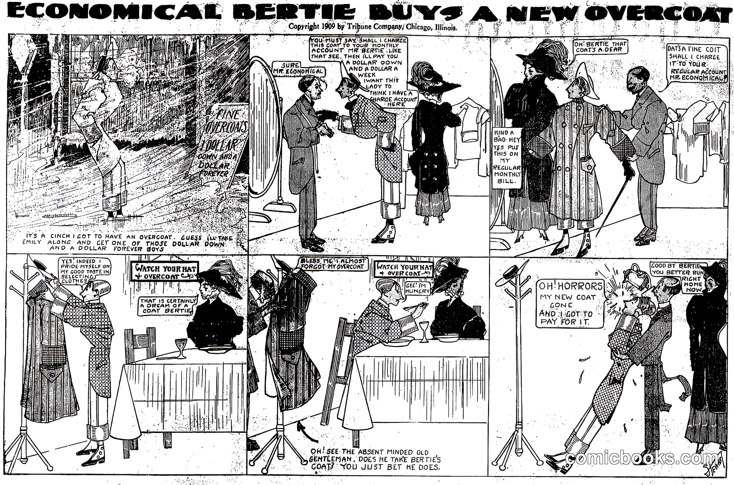 Economical Bertie Buys a New Overcoat