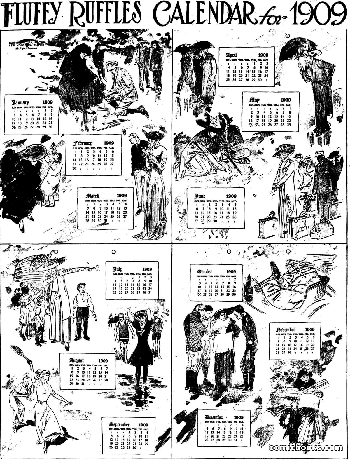 Fluffy Ruffles Calendar for 1909