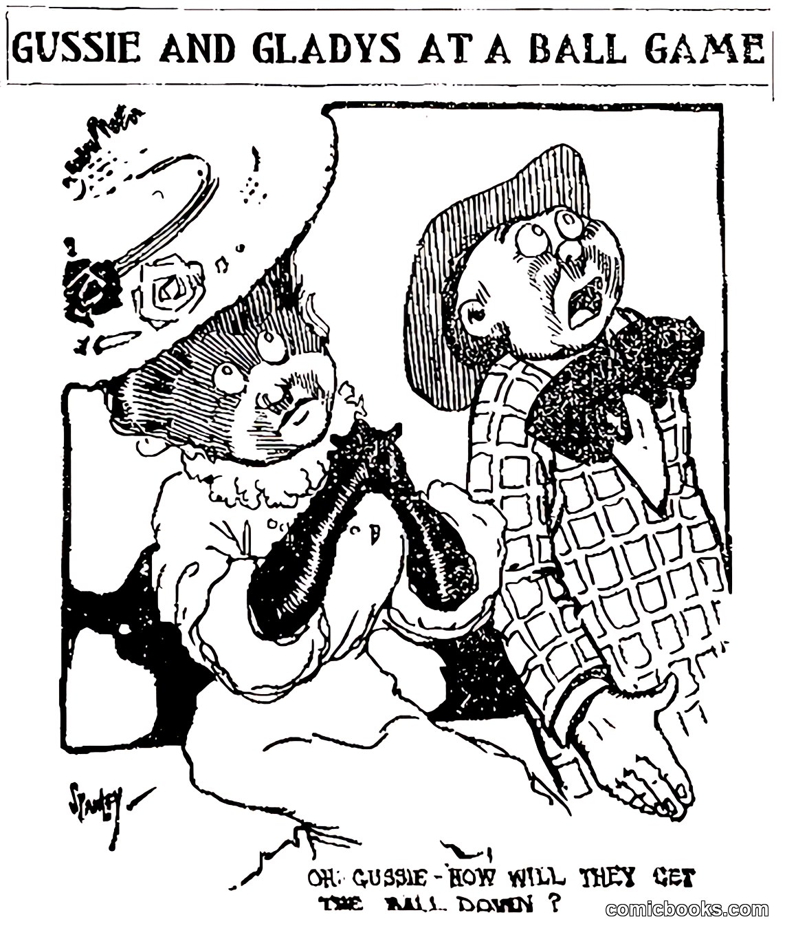 Gussie and Gladys at a Ball Game