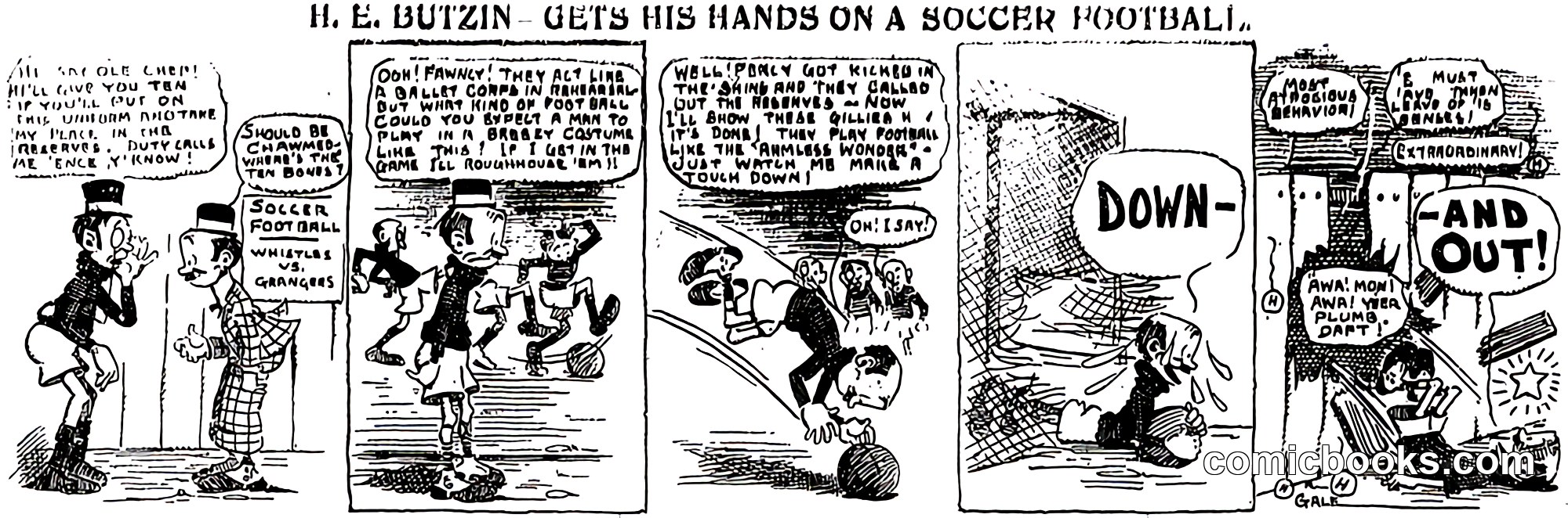 H. E. Butzin Gets His Hands on a Soccer Football