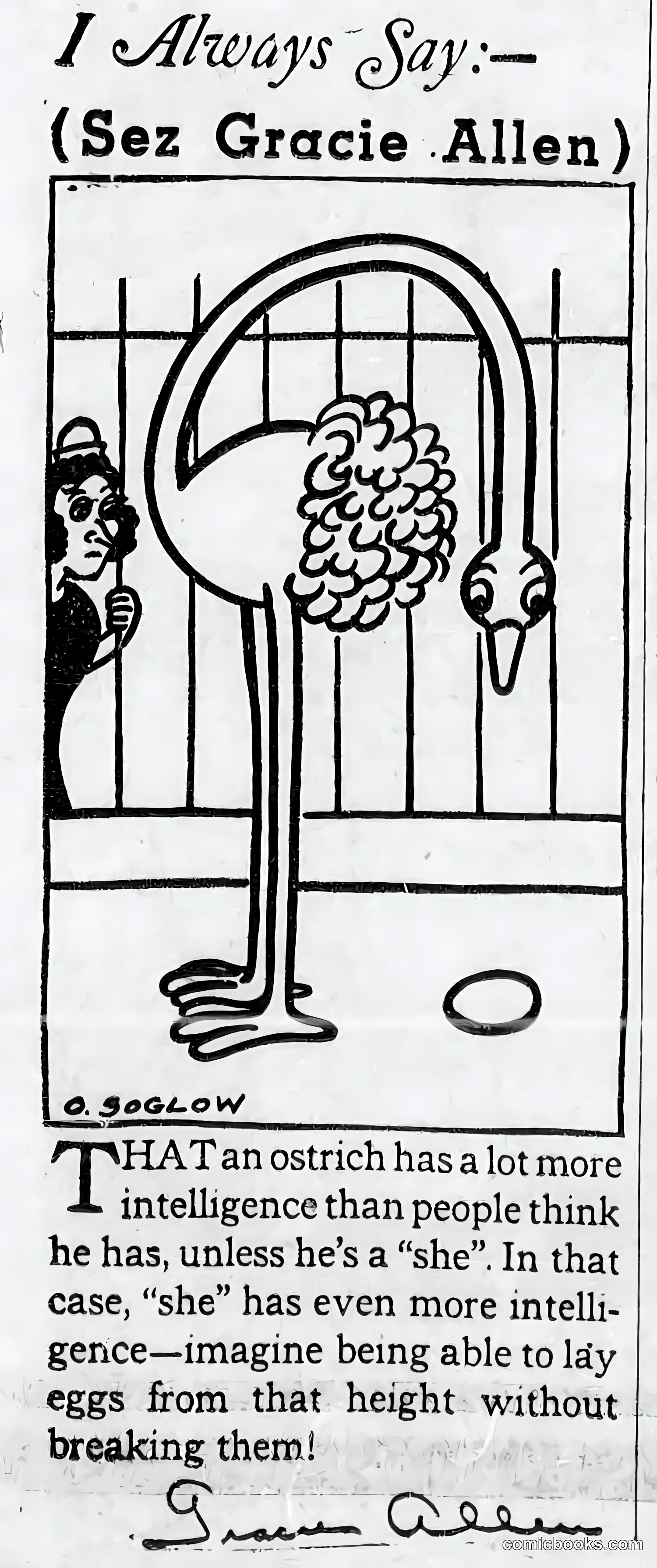 I Always Say— (Sez Gracie Allen)