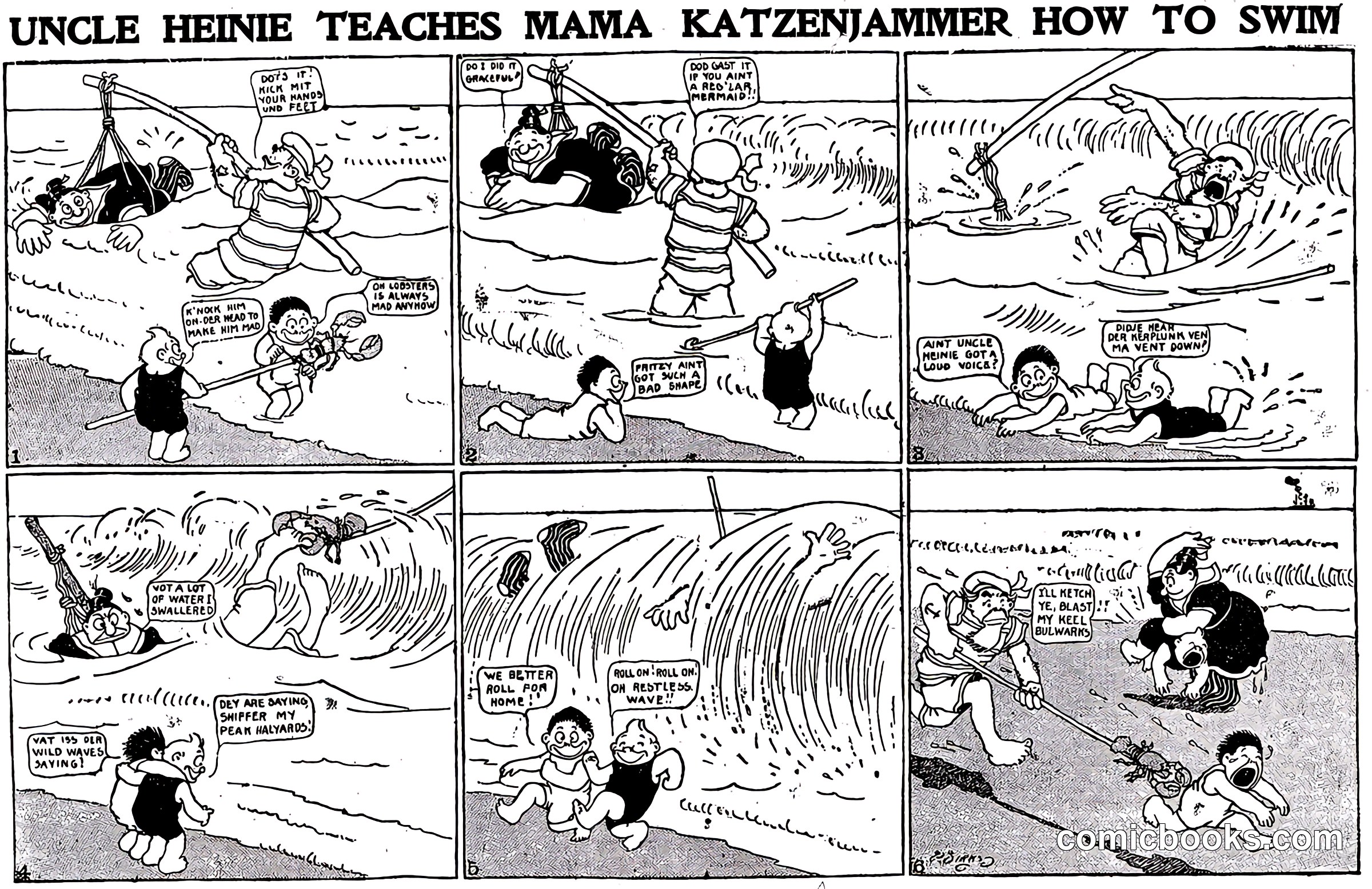 Katzenjammer Kids — "Uncle Heinie Teaches Mama Katzenjammer How to Swim"