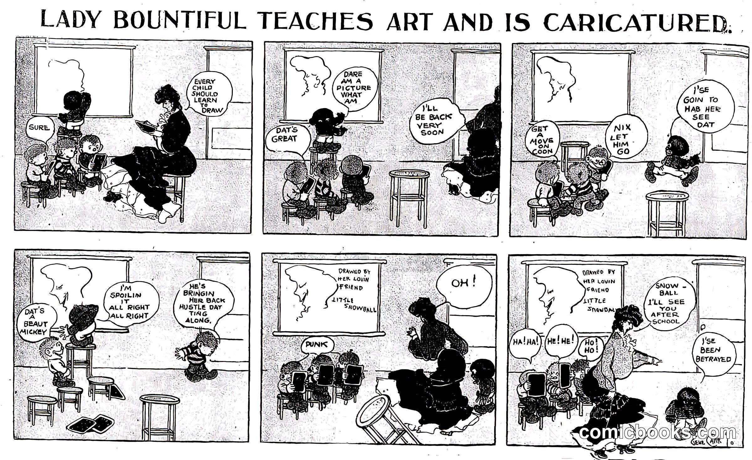 Lady Bountiful Teaches Art and Is Caricatured