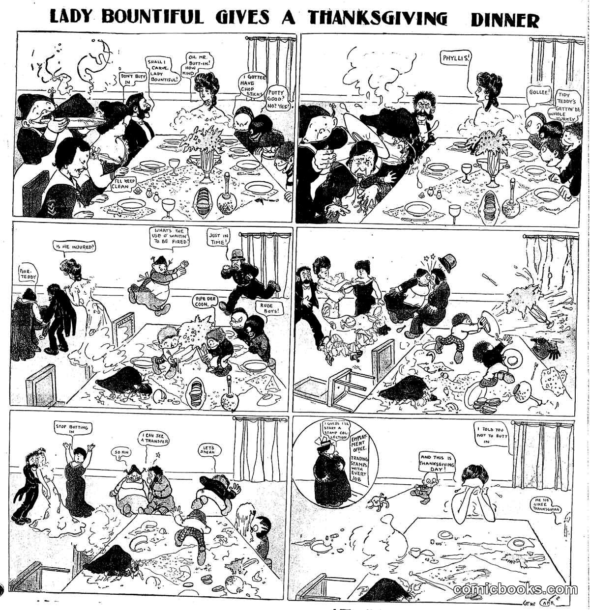 Lady Bountiful Gives a Thanksgiving Dinner
