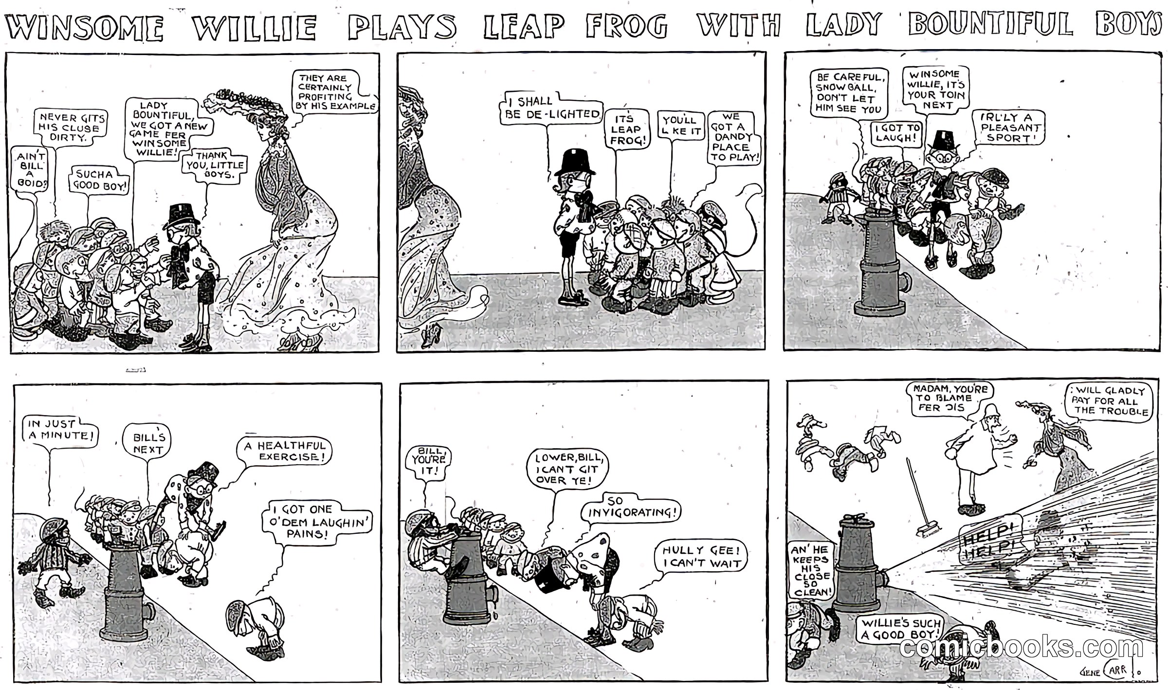 Winsome Willie Plays Leap Frog with Lady Bountiful Boy