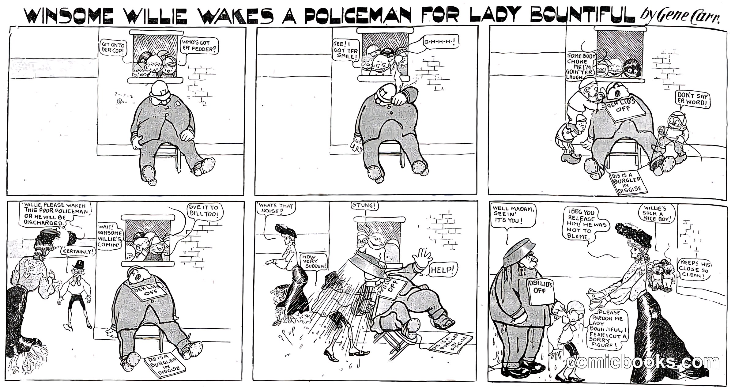 Winsome Willie Wakes a Policeman for Lady Bountiful