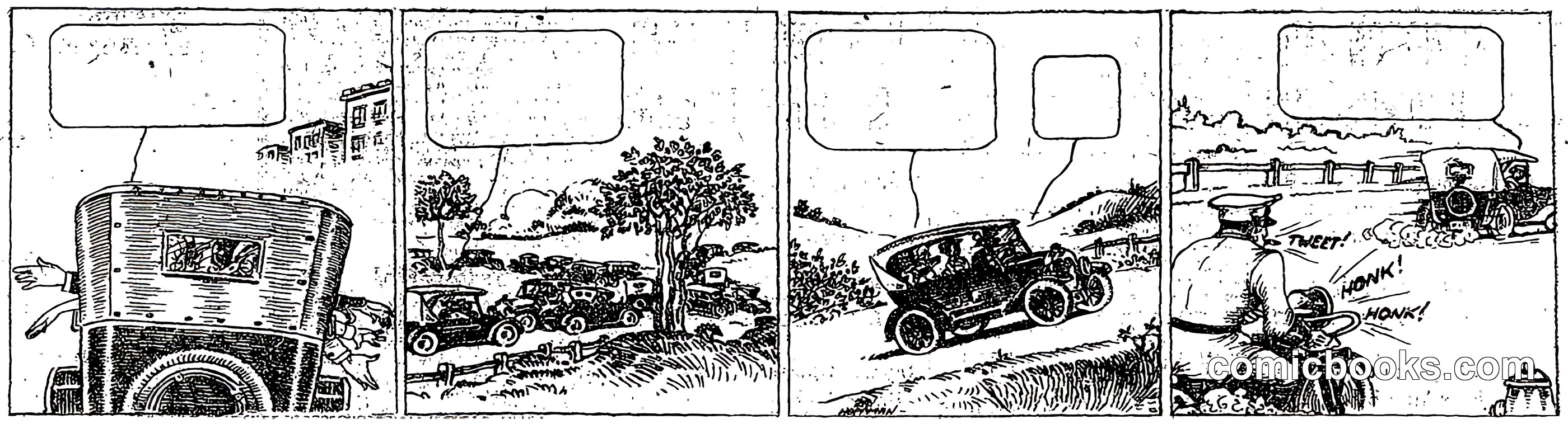 Automobile Comic Strip Panel